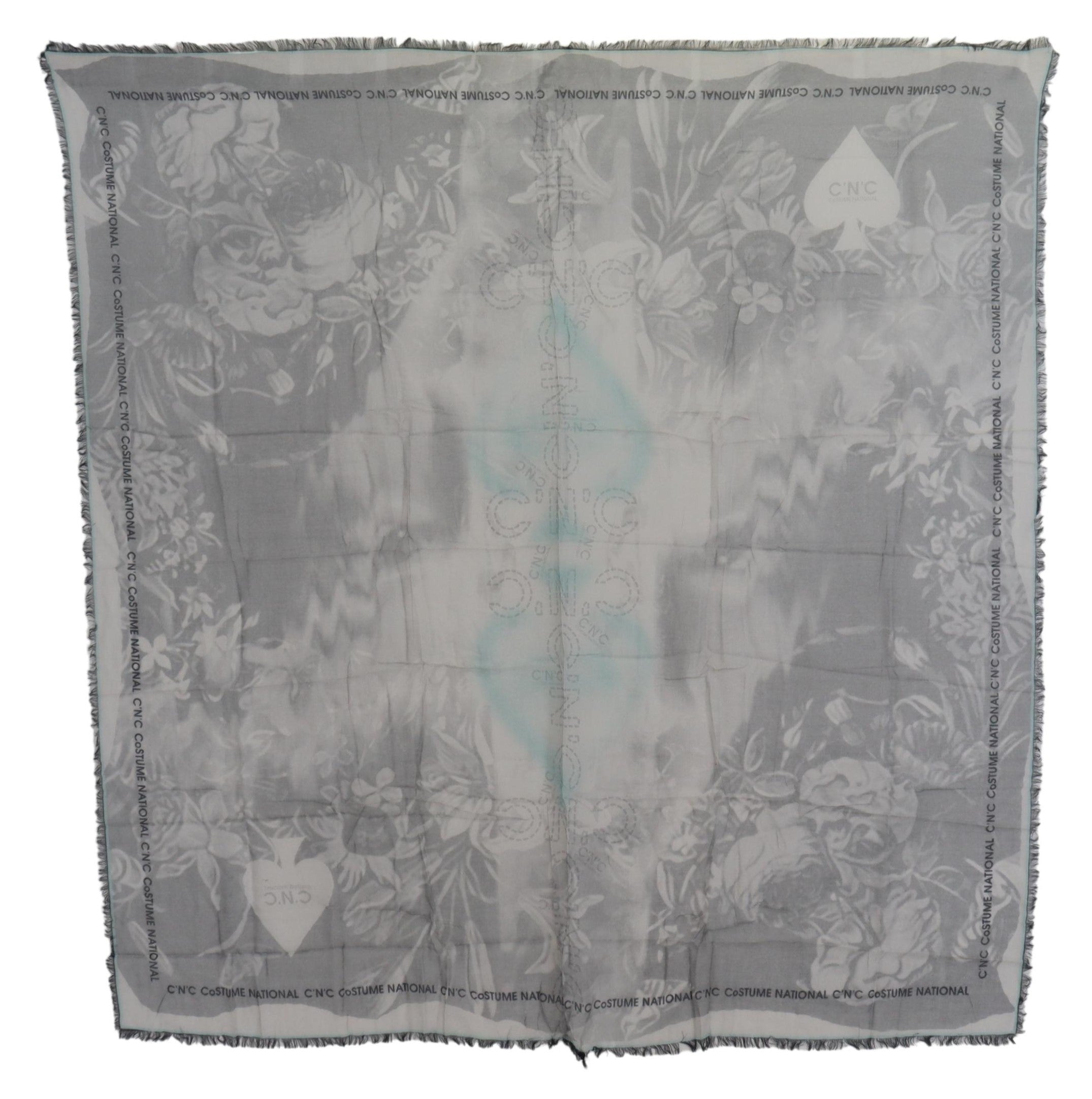 Costume National Chic Designer Grey Scarf with Fringes - ACCEXO