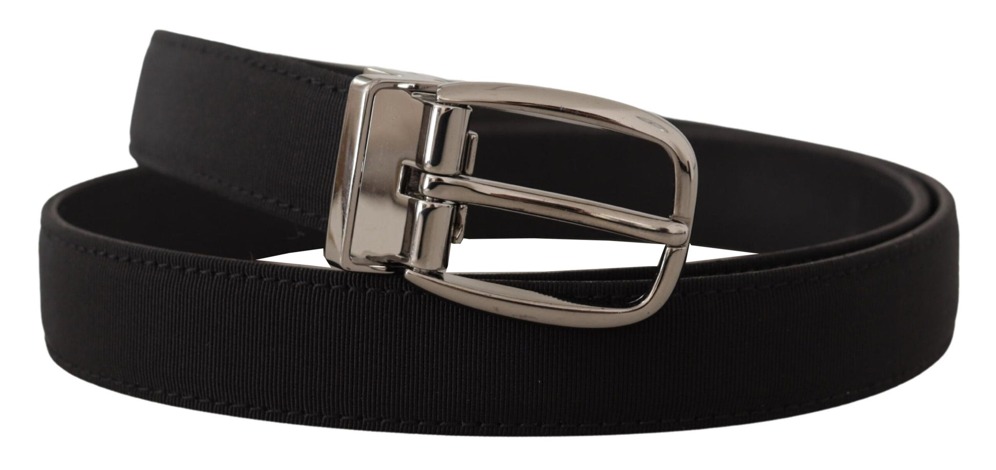 Dolce & Gabbana Elegant Grosgrain Leather Belt with Silver Buckle - ACCEXO