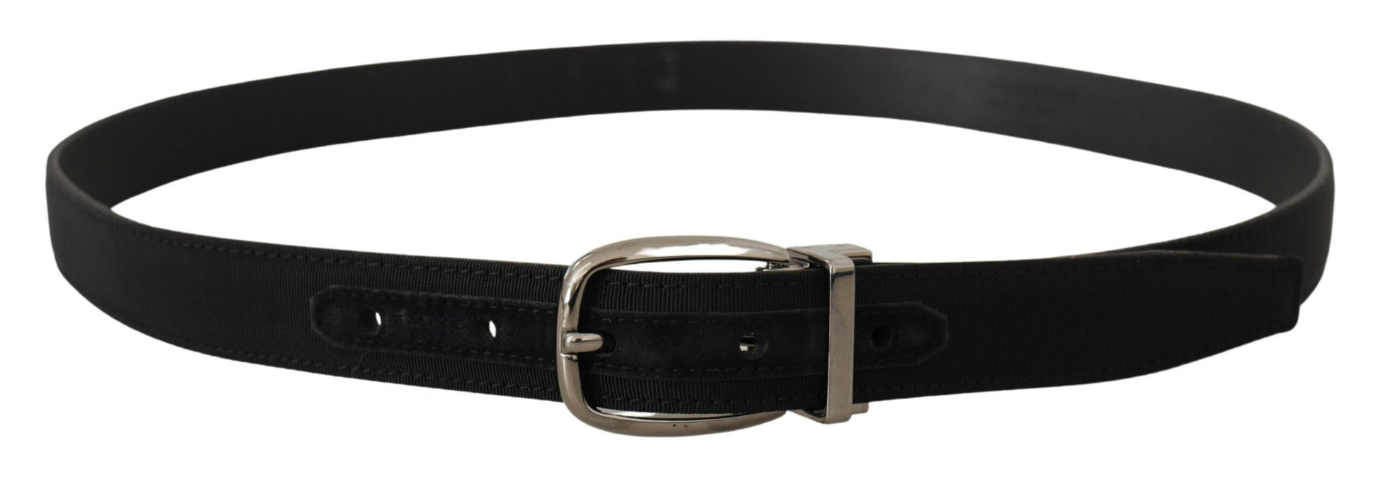 Dolce & Gabbana Elegant Grosgrain Leather Belt with Silver Buckle - ACCEXO