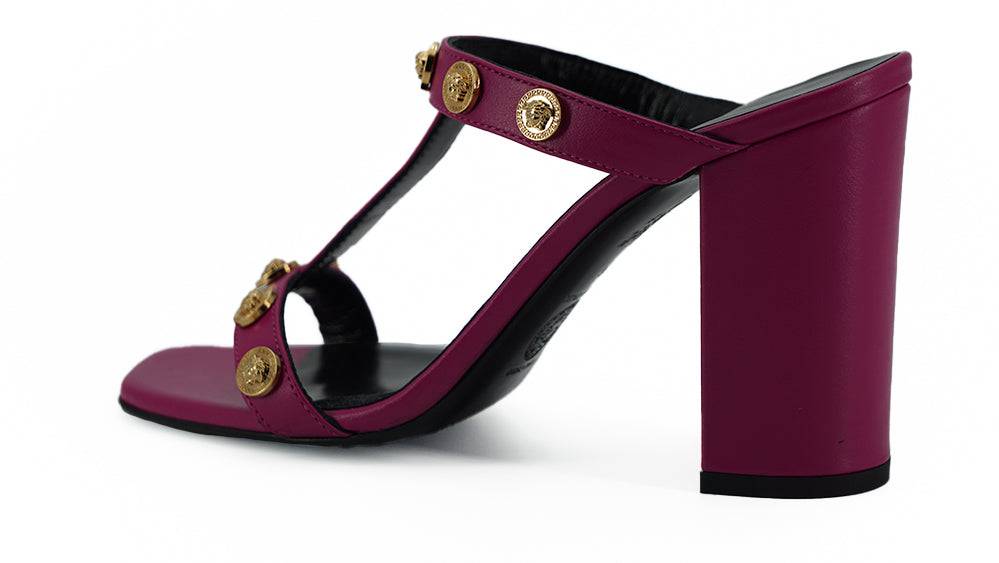 Versace Elegant Purple Calf Leather High Sandals - ACCEXO