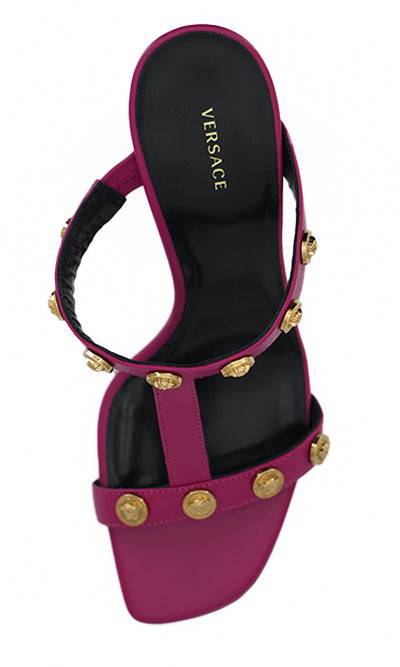 Versace Elegant Purple Calf Leather High Sandals - ACCEXO