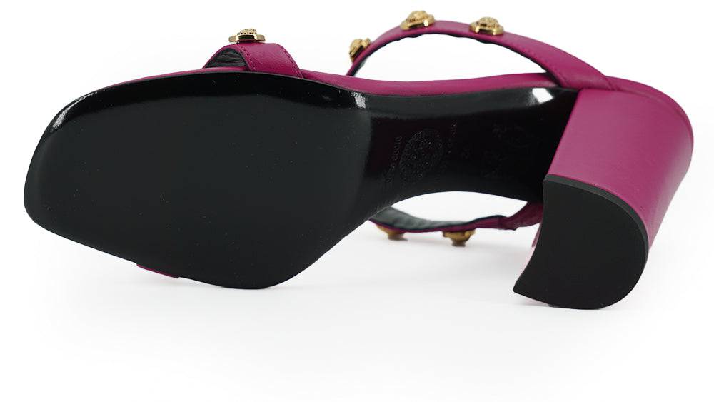 Versace Elegant Purple Calf Leather High Sandals - ACCEXO
