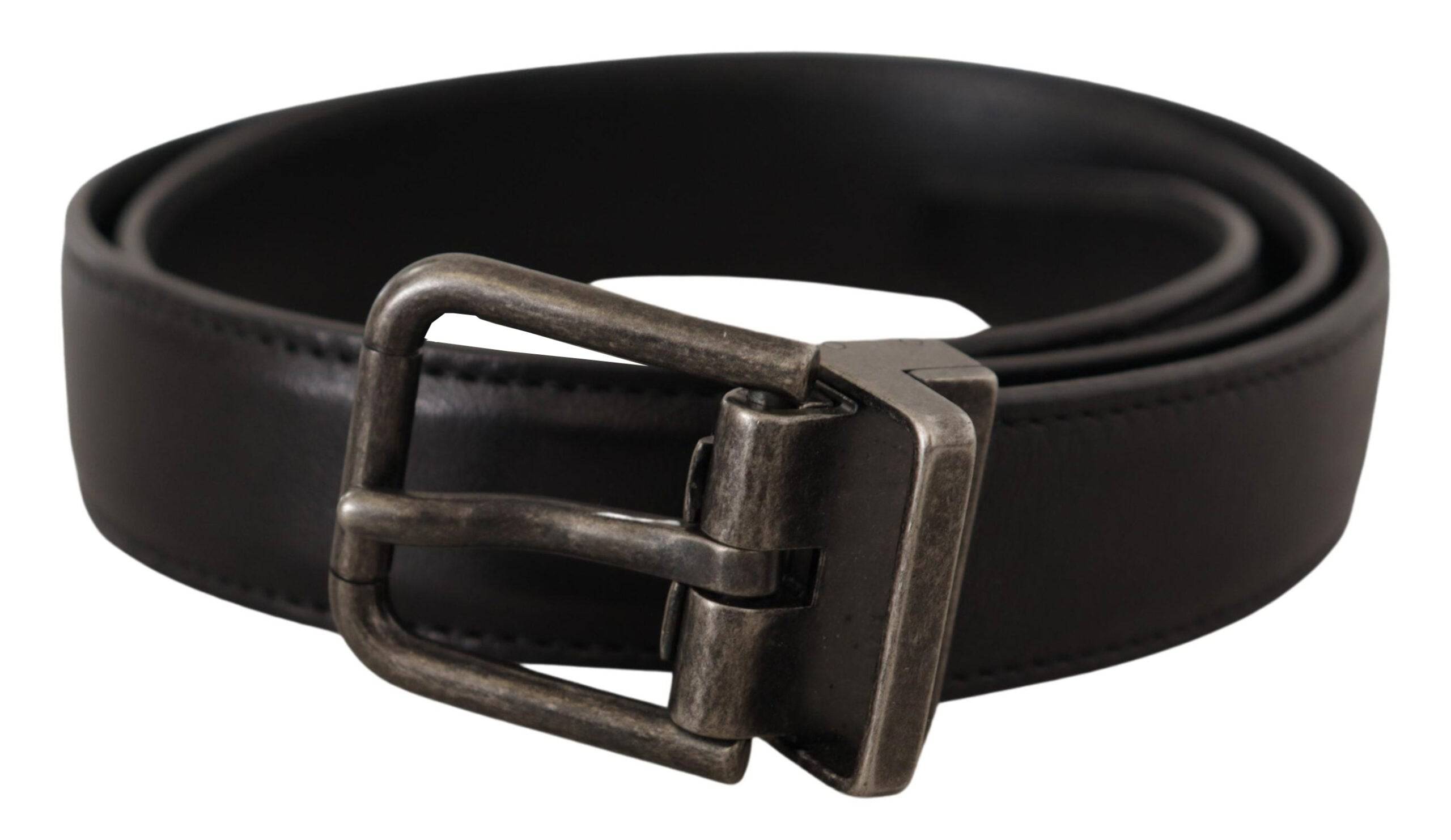 Dolce & Gabbana Elegant Black Leather Belt with Metal Buckle - ACCEXO