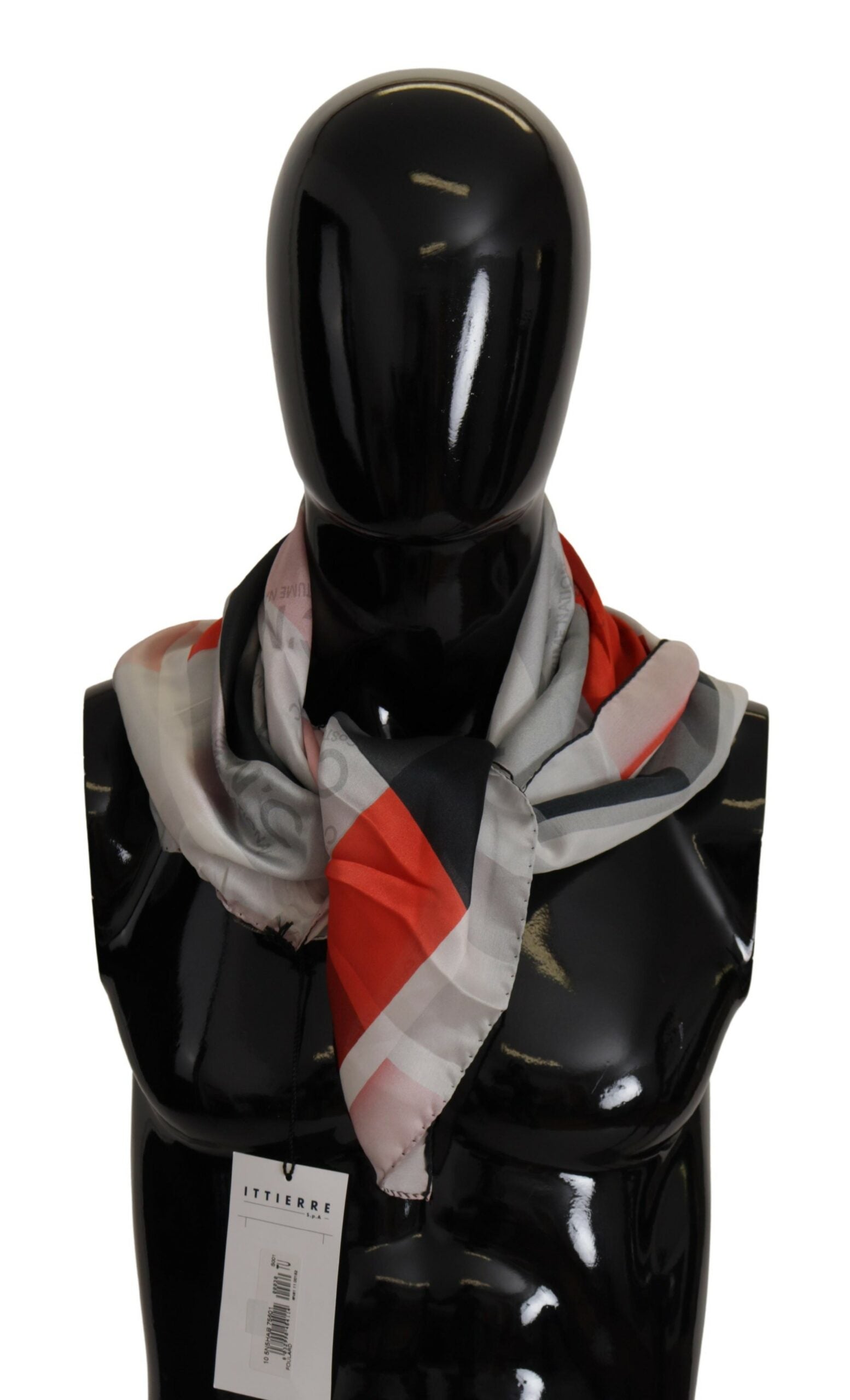Costume National Elegant Silk Scarf in Gray Red Checkered - ACCEXO