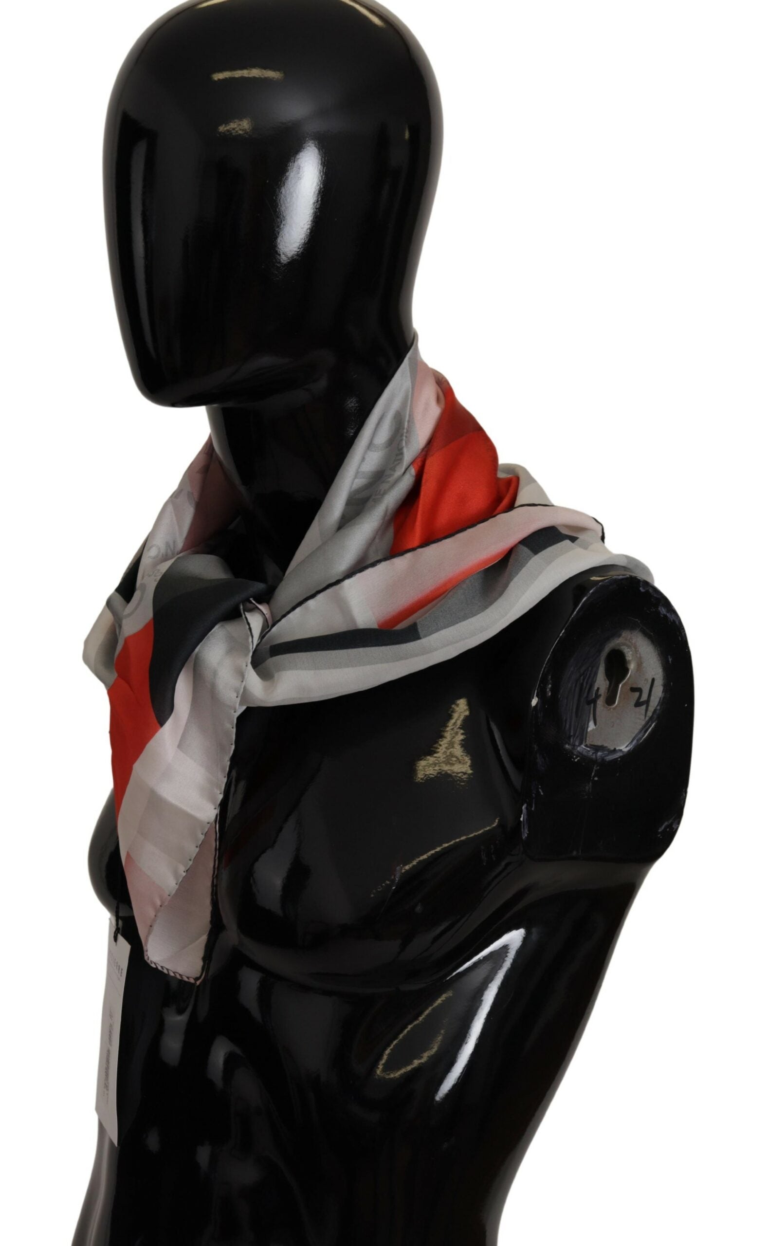 Costume National Elegant Silk Scarf in Gray Red Checkered - ACCEXO