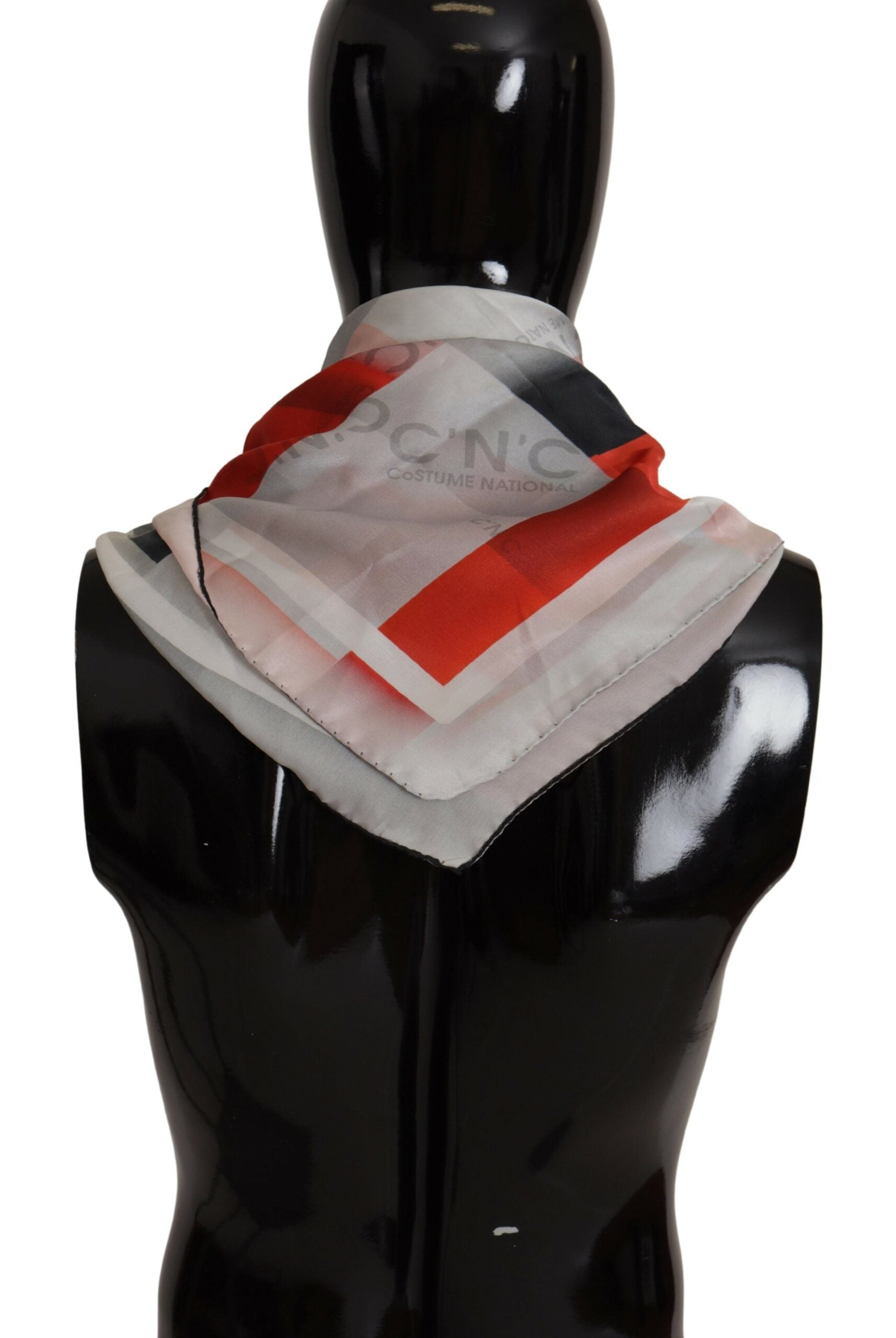 Costume National Elegant Silk Scarf in Gray Red Checkered - ACCEXO
