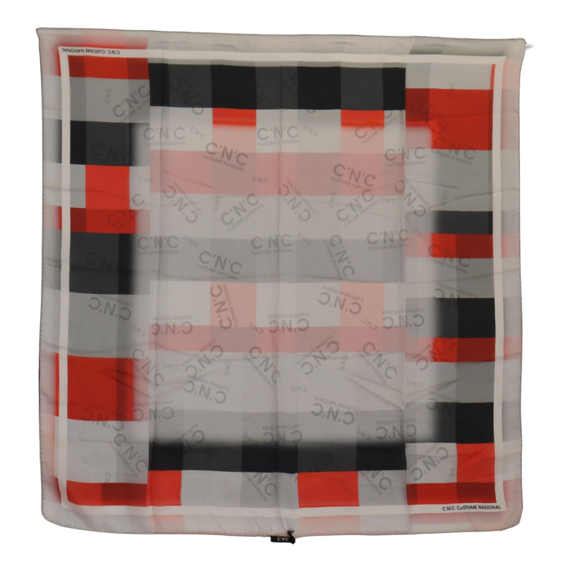 Costume National Elegant Silk Scarf in Gray Red Checkered - ACCEXO
