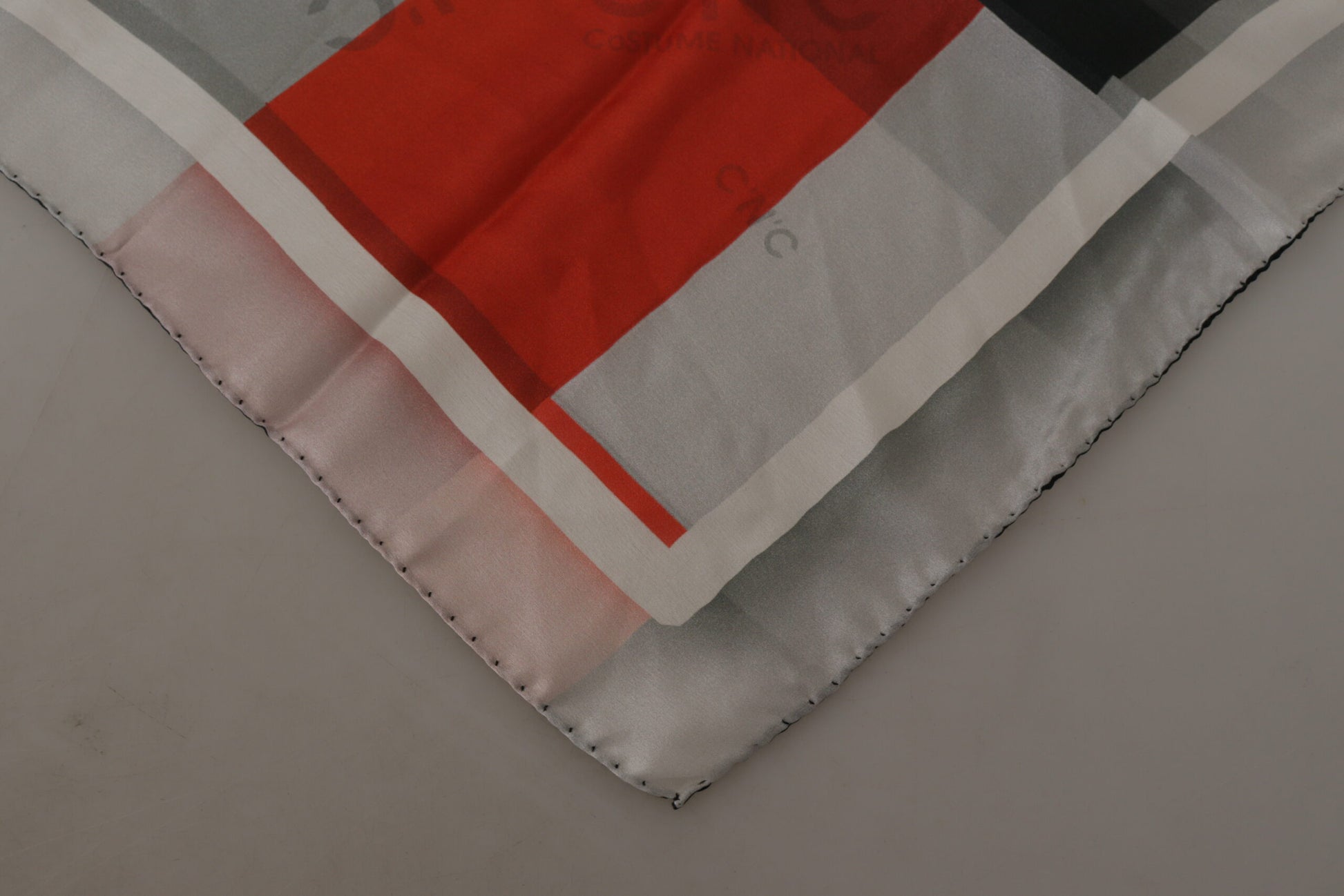 Costume National Elegant Silk Scarf in Gray Red Checkered - ACCEXO