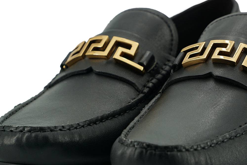Versace Elegant Black Calf Leather Men's Loafers - ACCEXO
