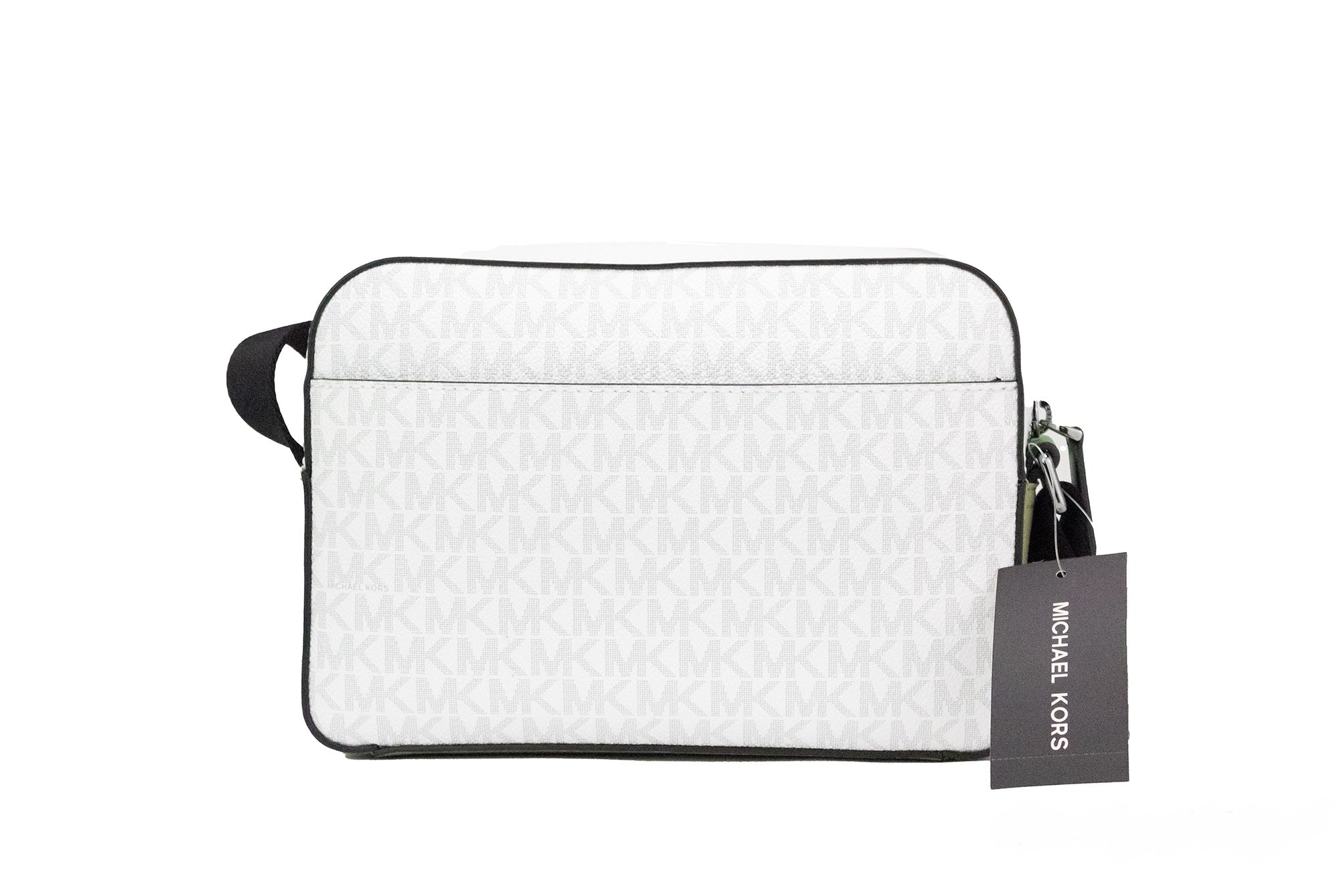 Michael Kors Cooper Small Bright White Palm Signature PVC Utility Crossbody Bag - ACCEXO