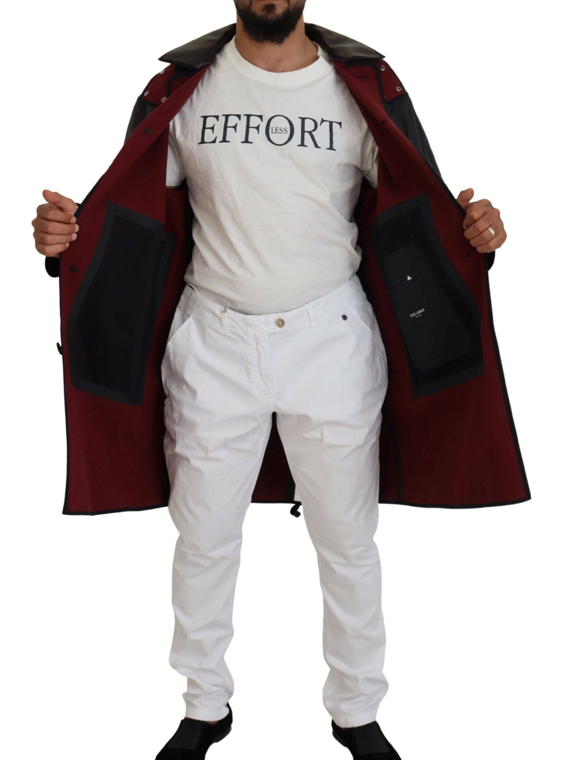 Dolce & Gabbana Elegant Hooded Parka Coat in Black and Bordeaux - ACCEXO