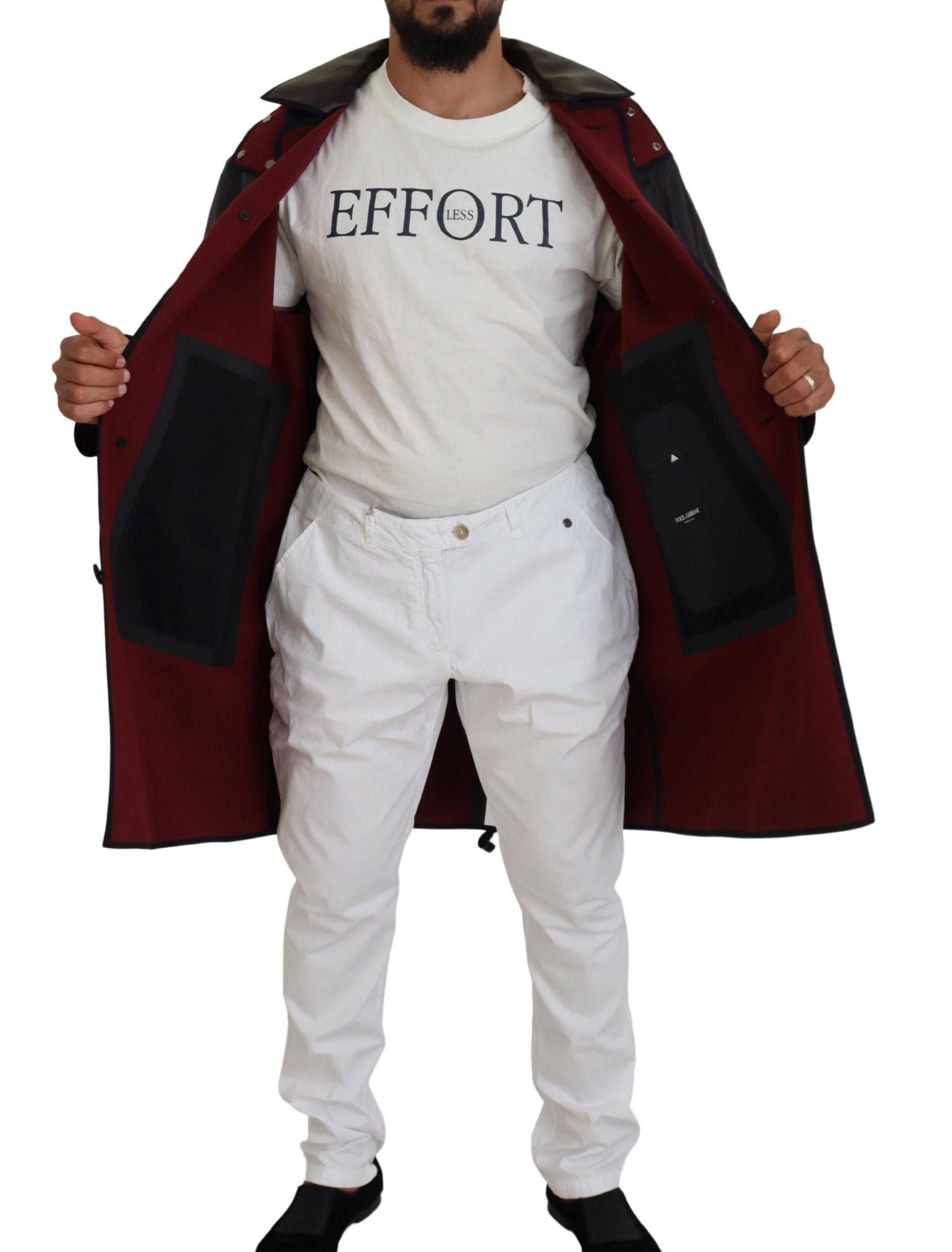 Dolce & Gabbana Elegant Hooded Parka Coat in Black and Bordeaux - ACCEXO