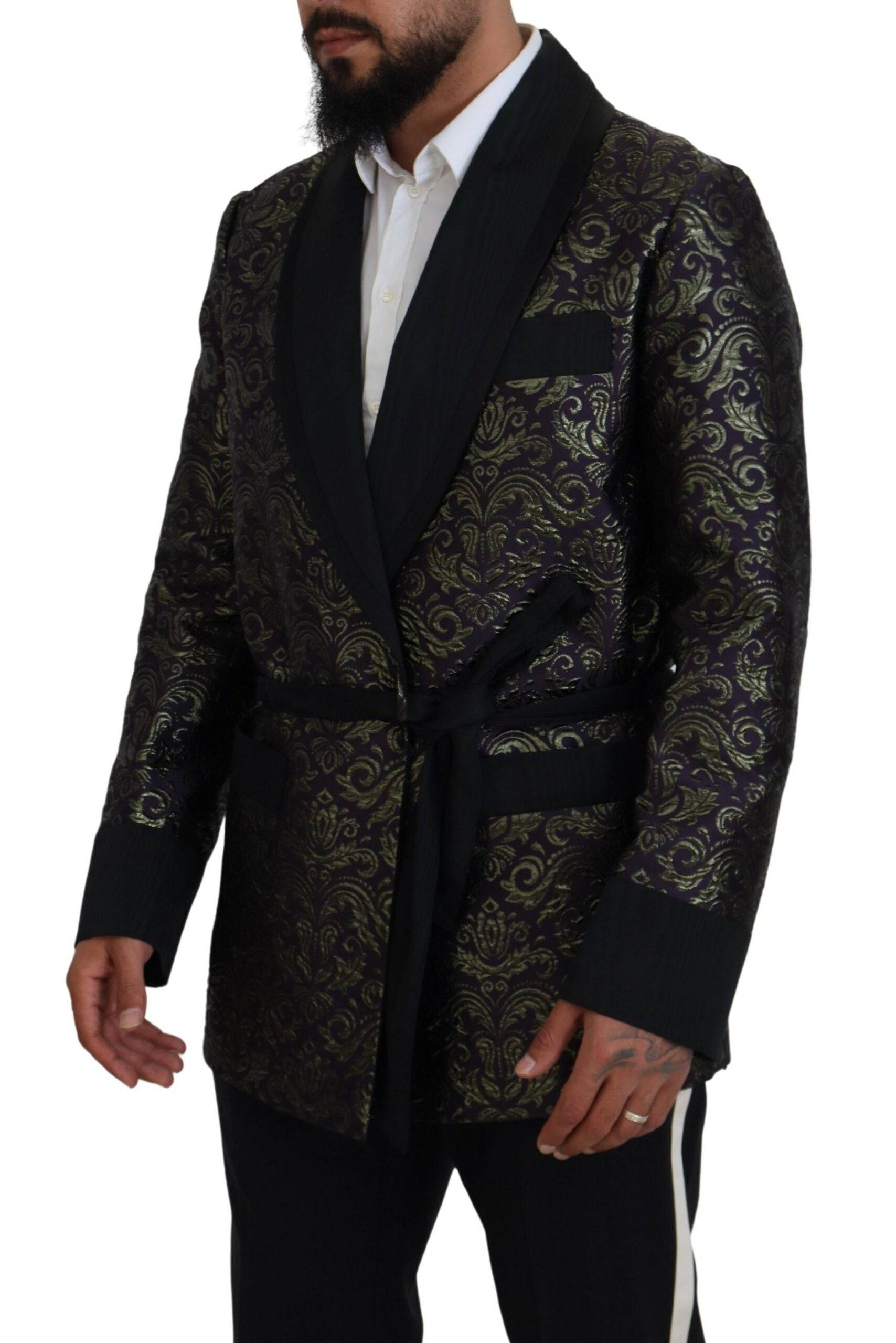 Dolce & Gabbana Gold Jacquard Robe Jacket - ACCEXO