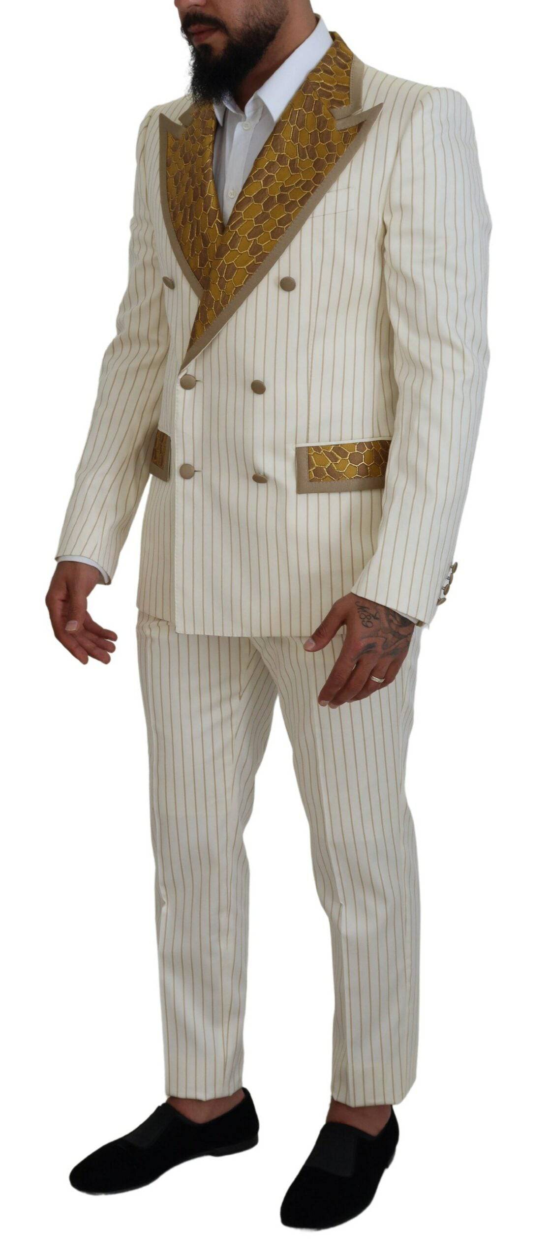 Dolce & Gabbana Elegant Off White Double Breasted Suit - ACCEXO