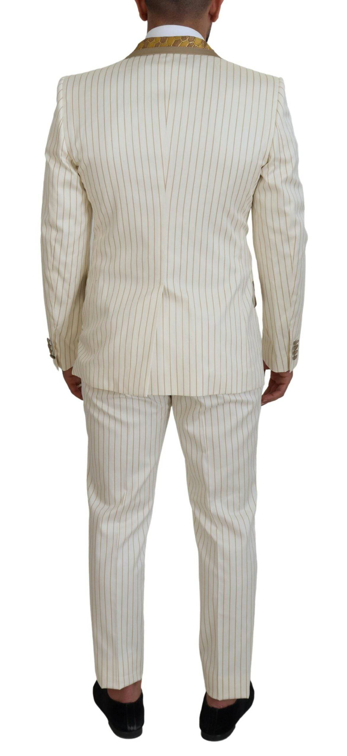 Dolce & Gabbana Elegant Off White Double Breasted Suit - ACCEXO
