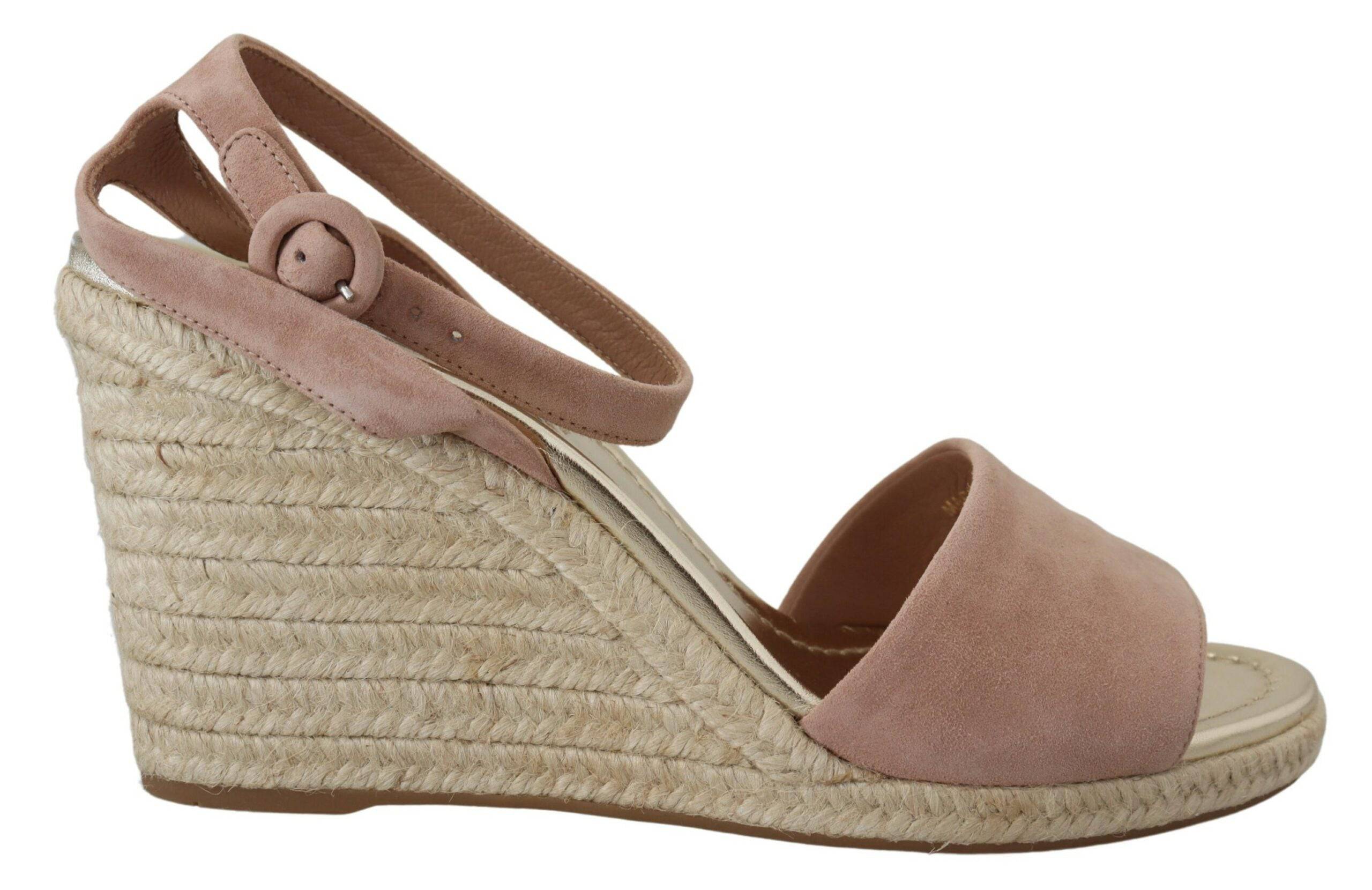 Prada Elegant Suede Ankle Strap Wedge Sandals - ACCEXO