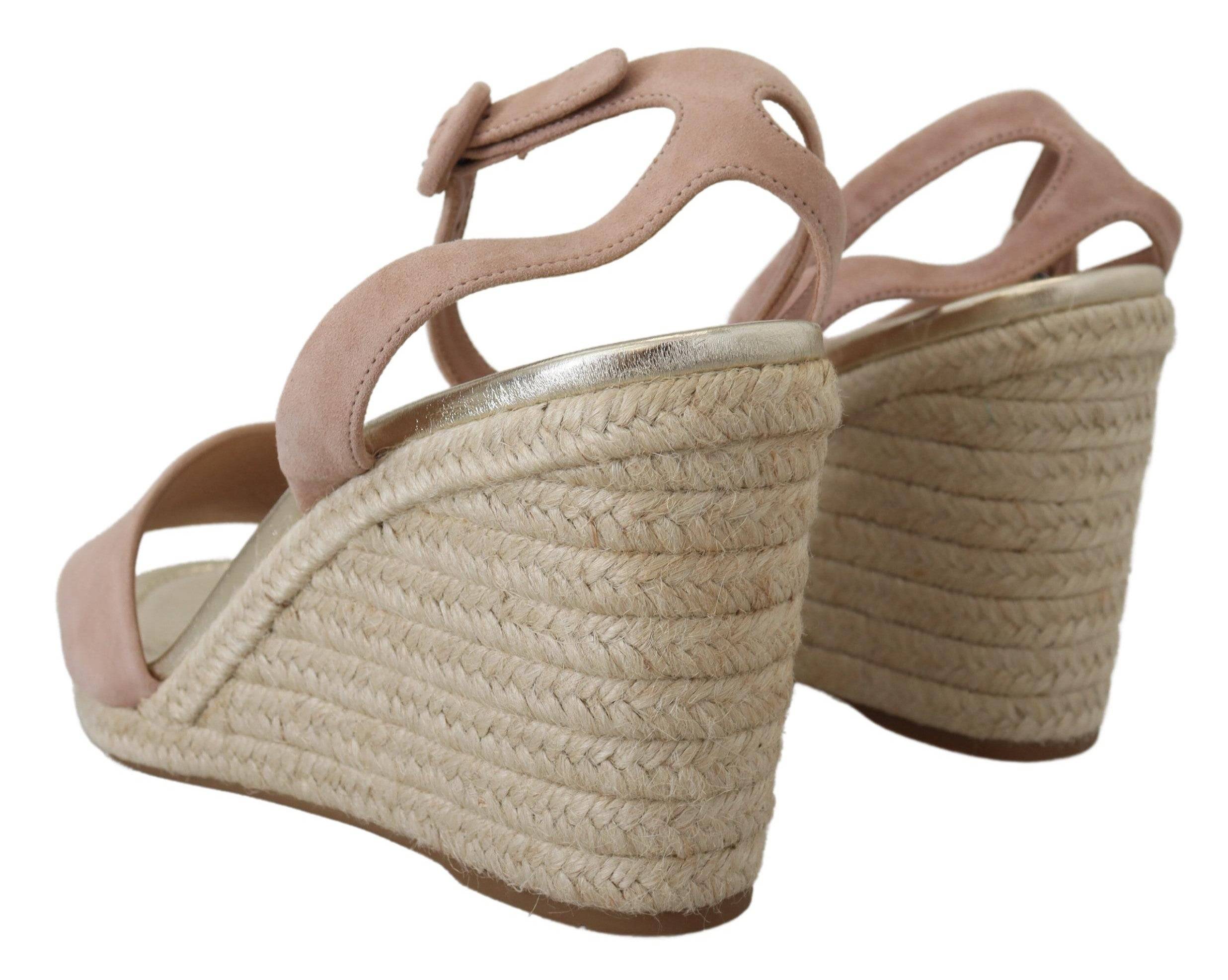 Prada Elegant Suede Ankle Strap Wedge Sandals - ACCEXO