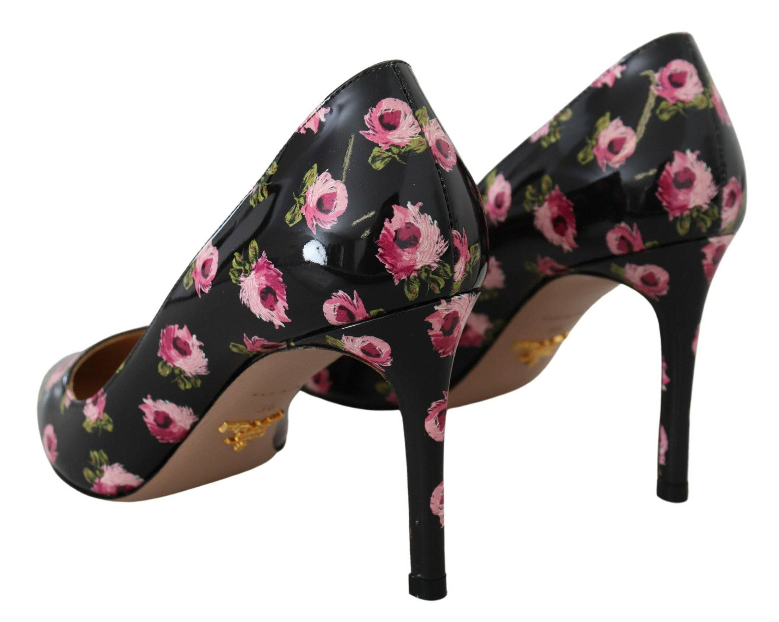 Prada Elegant Floral Print Leather Pumps - ACCEXO