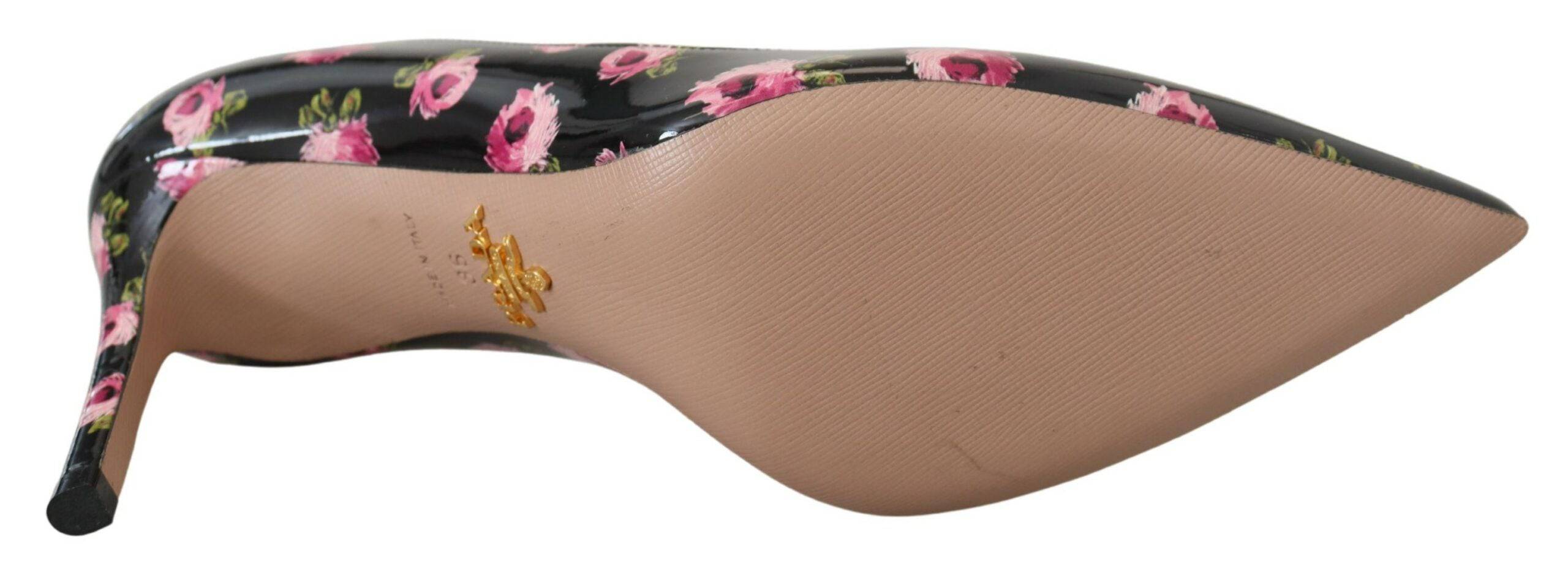 Prada Elegant Floral Print Leather Pumps - ACCEXO