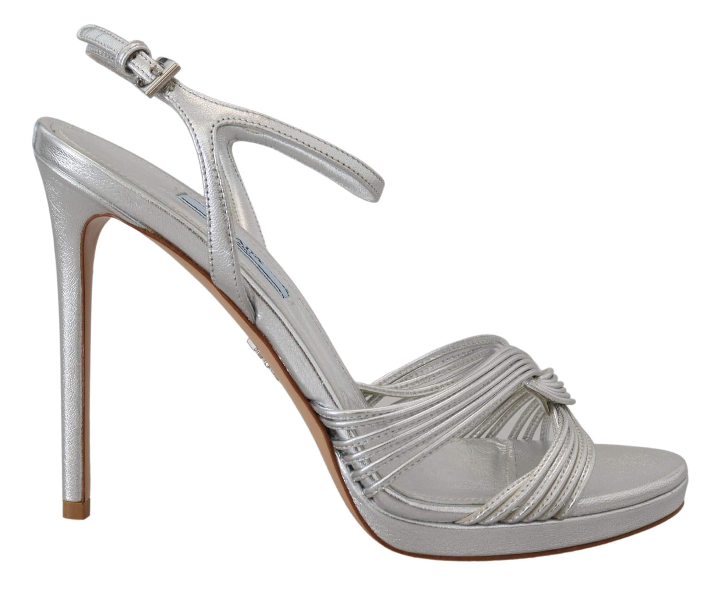 Prada Elegant Silver Stiletto Heels Sandals - ACCEXO
