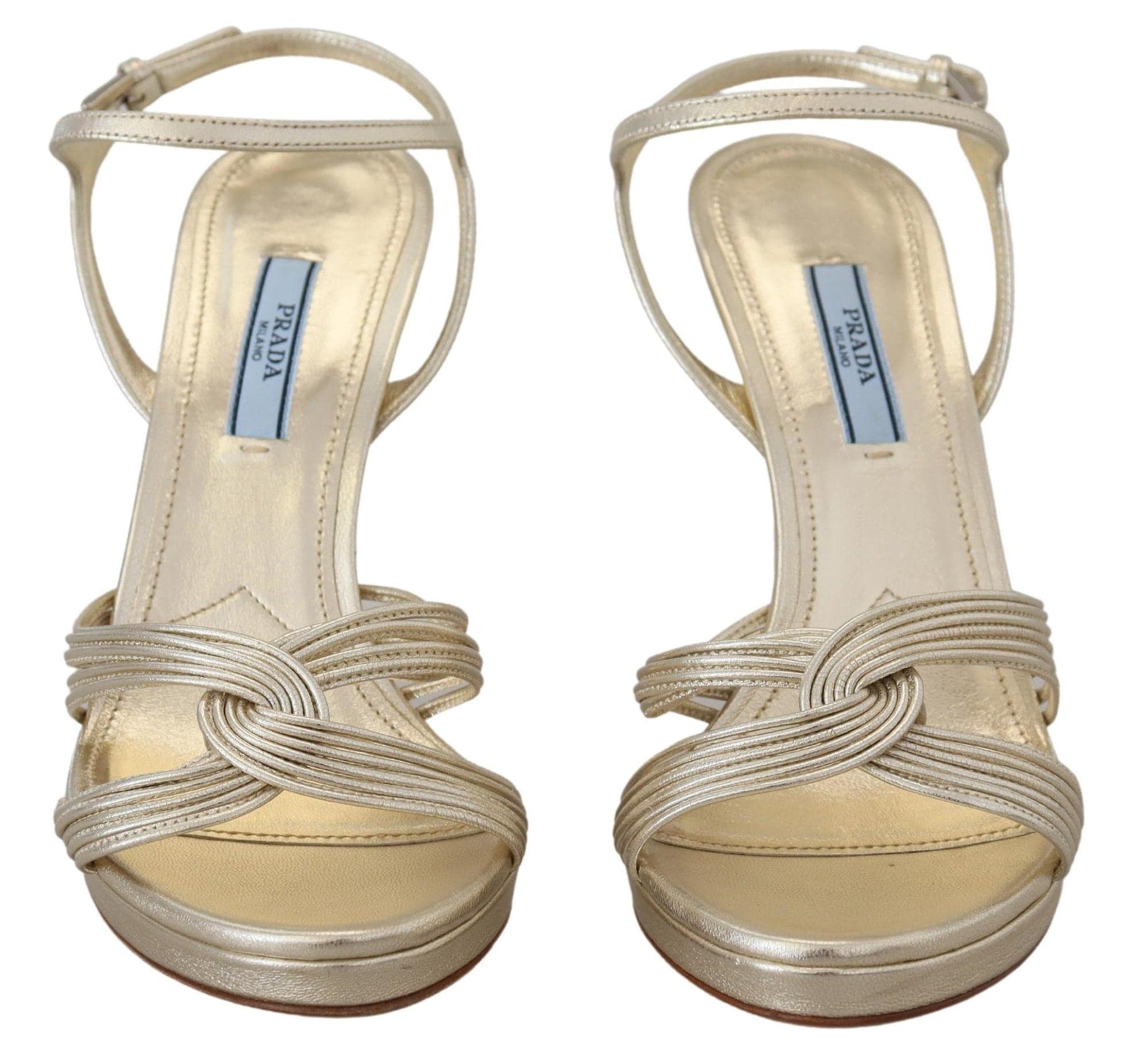 Prada Elegant Gold Stiletto Heel Sandals - ACCEXO