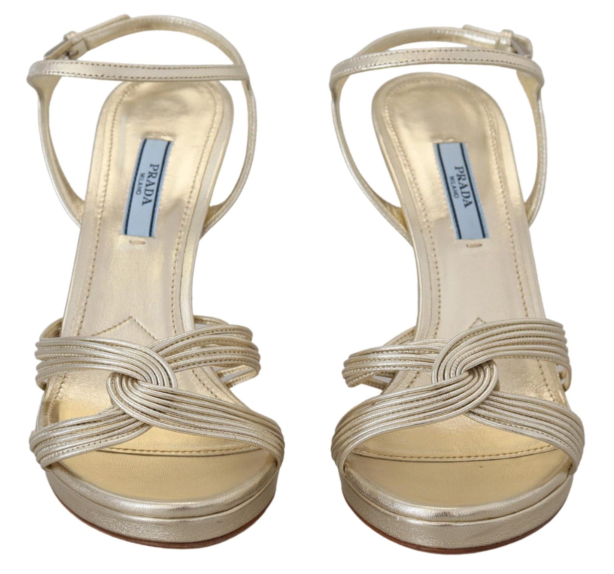 Prada Elegant Gold Stiletto Heel Sandals - ACCEXO