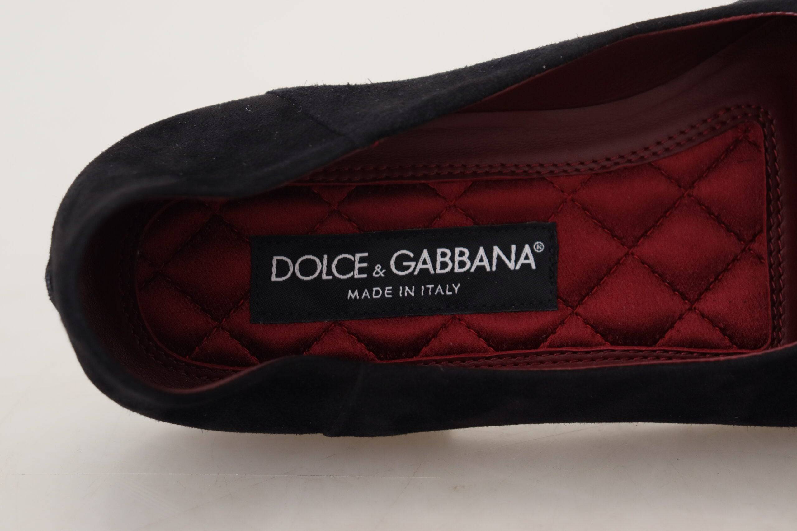 Dolce & Gabbana Black Gold Crystal Sequined Loafers - ACCEXO