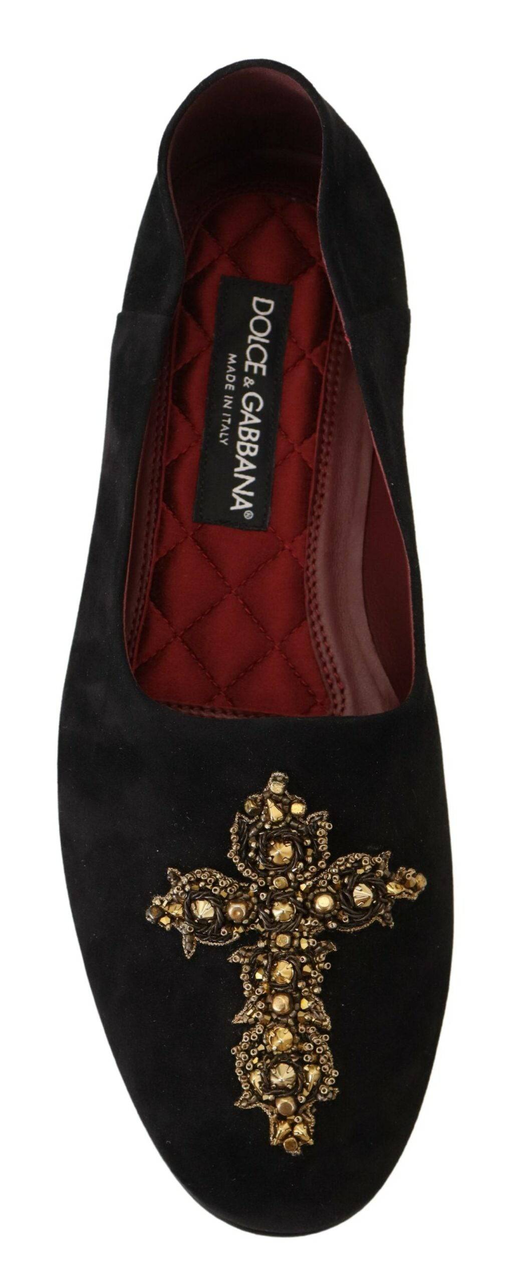 Dolce & Gabbana Black Gold Crystal Sequined Loafers - ACCEXO