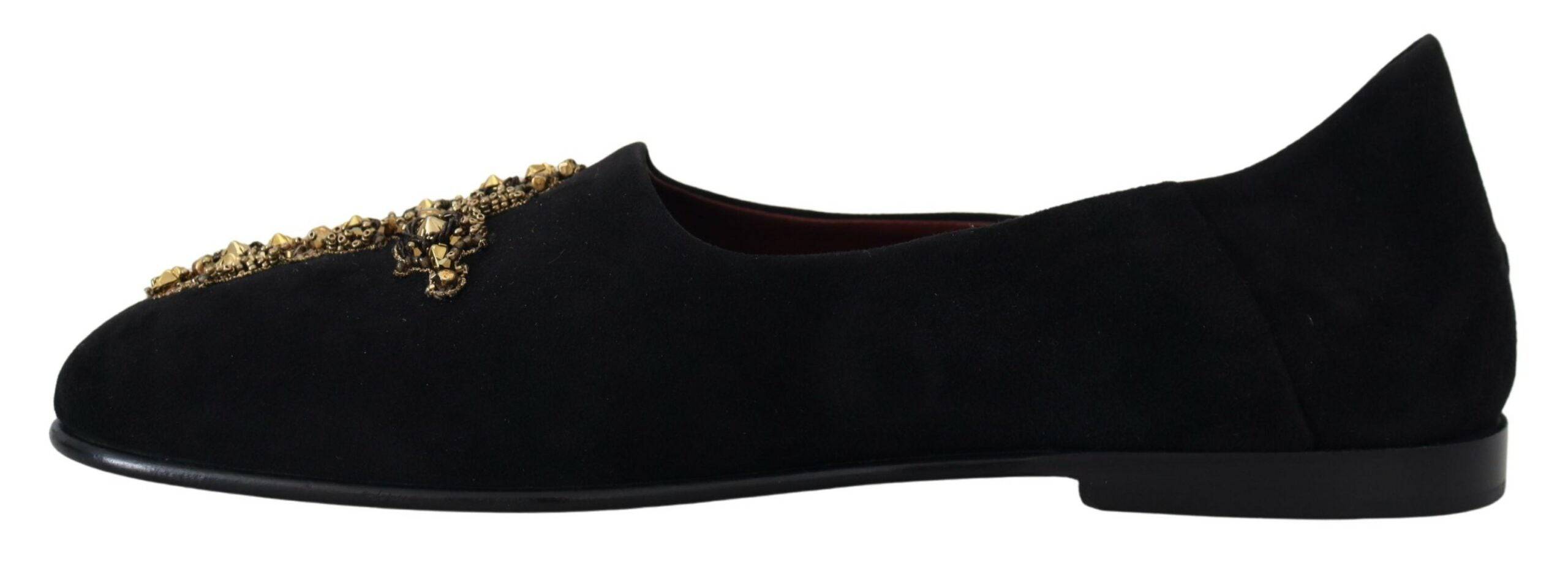Dolce & Gabbana Black Gold Crystal Sequined Loafers - ACCEXO