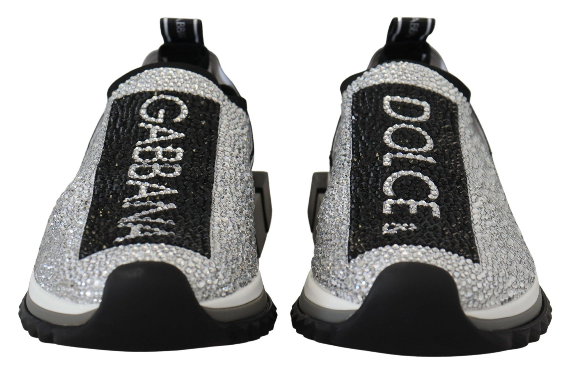 Dolce & Gabbana Sparkling Silver Rhinestone Sneakers - ACCEXO