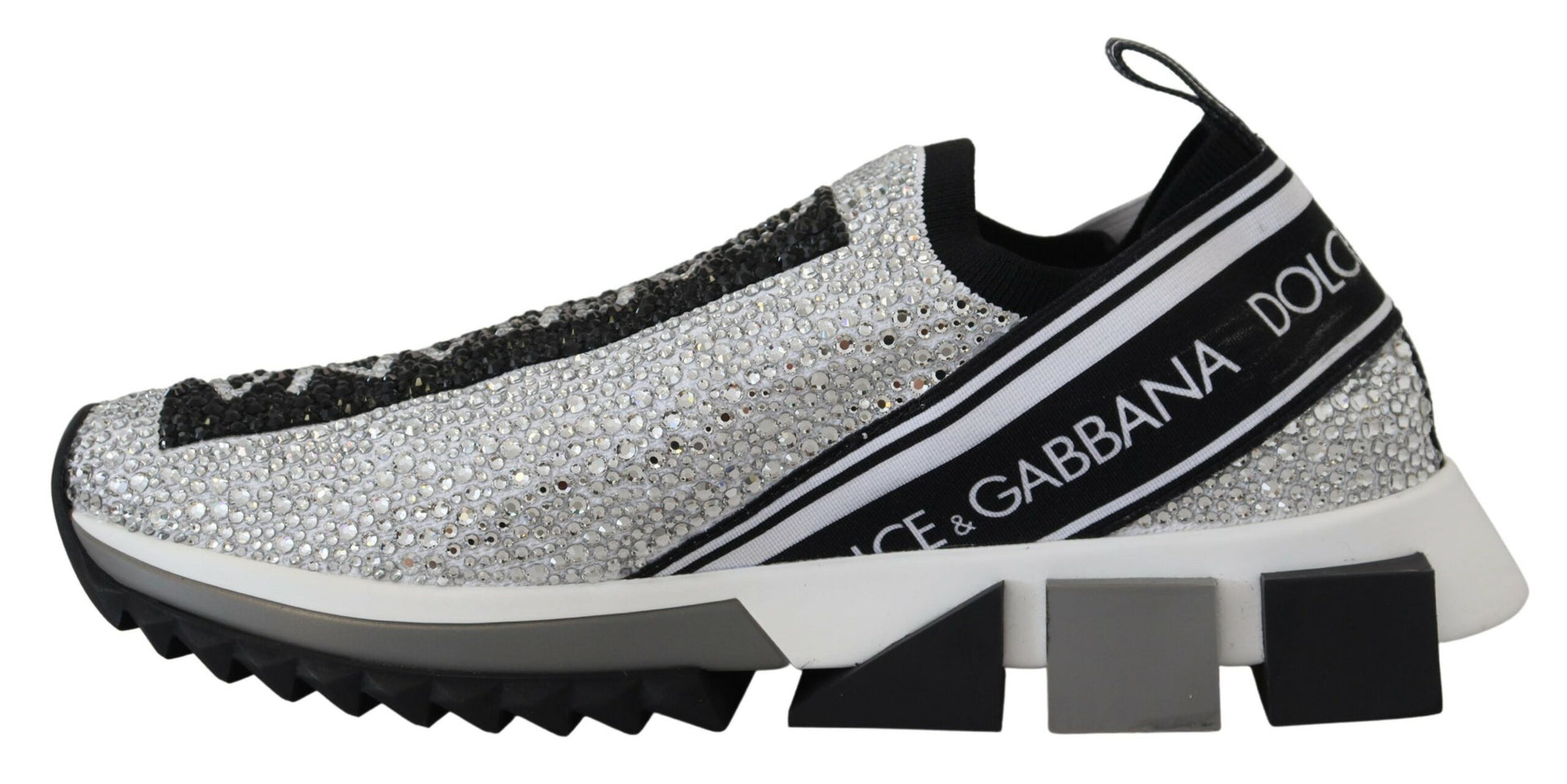 Dolce & Gabbana Sparkling Silver Rhinestone Sneakers - ACCEXO