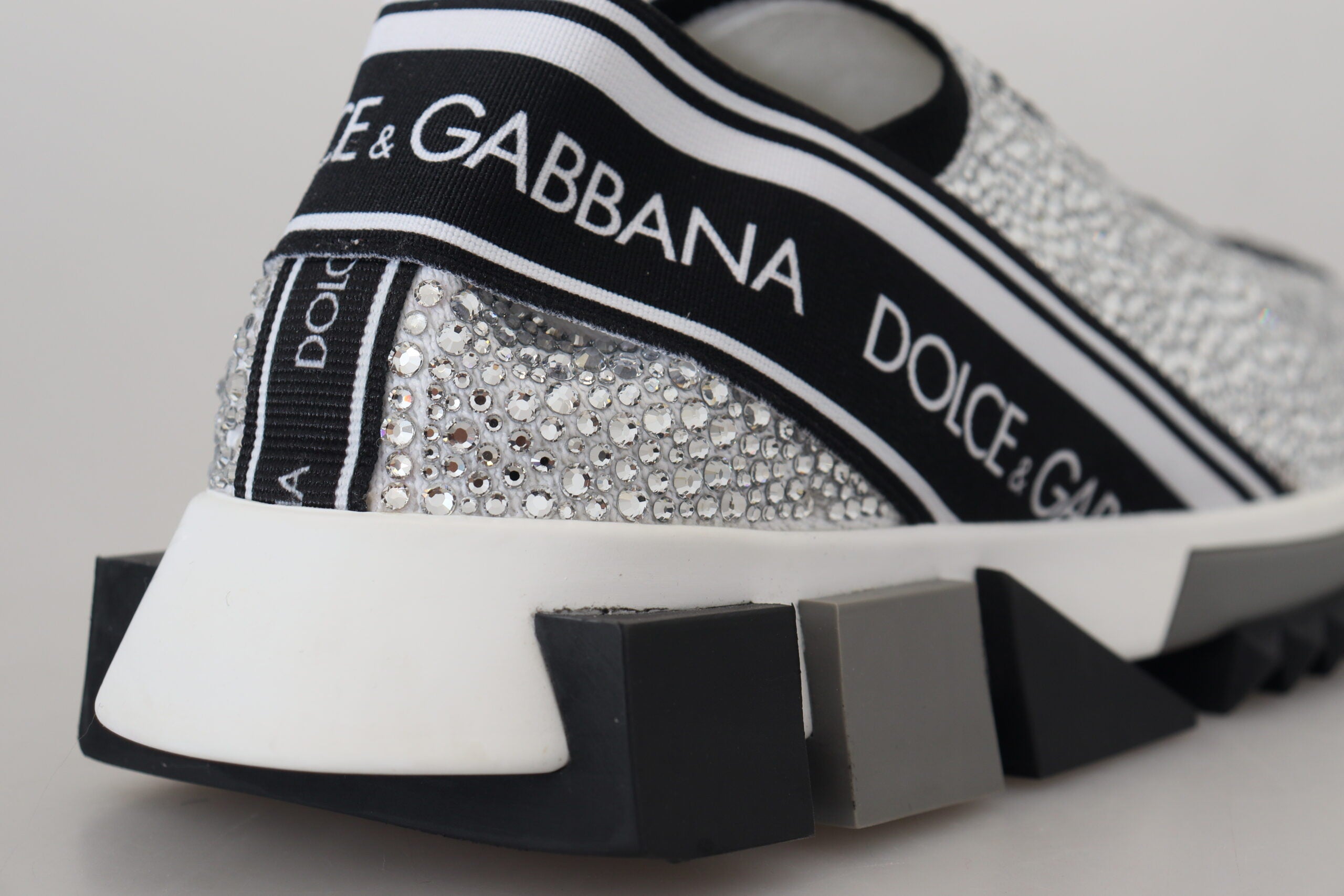 Dolce & Gabbana Sparkling Silver Rhinestone Sneakers - ACCEXO