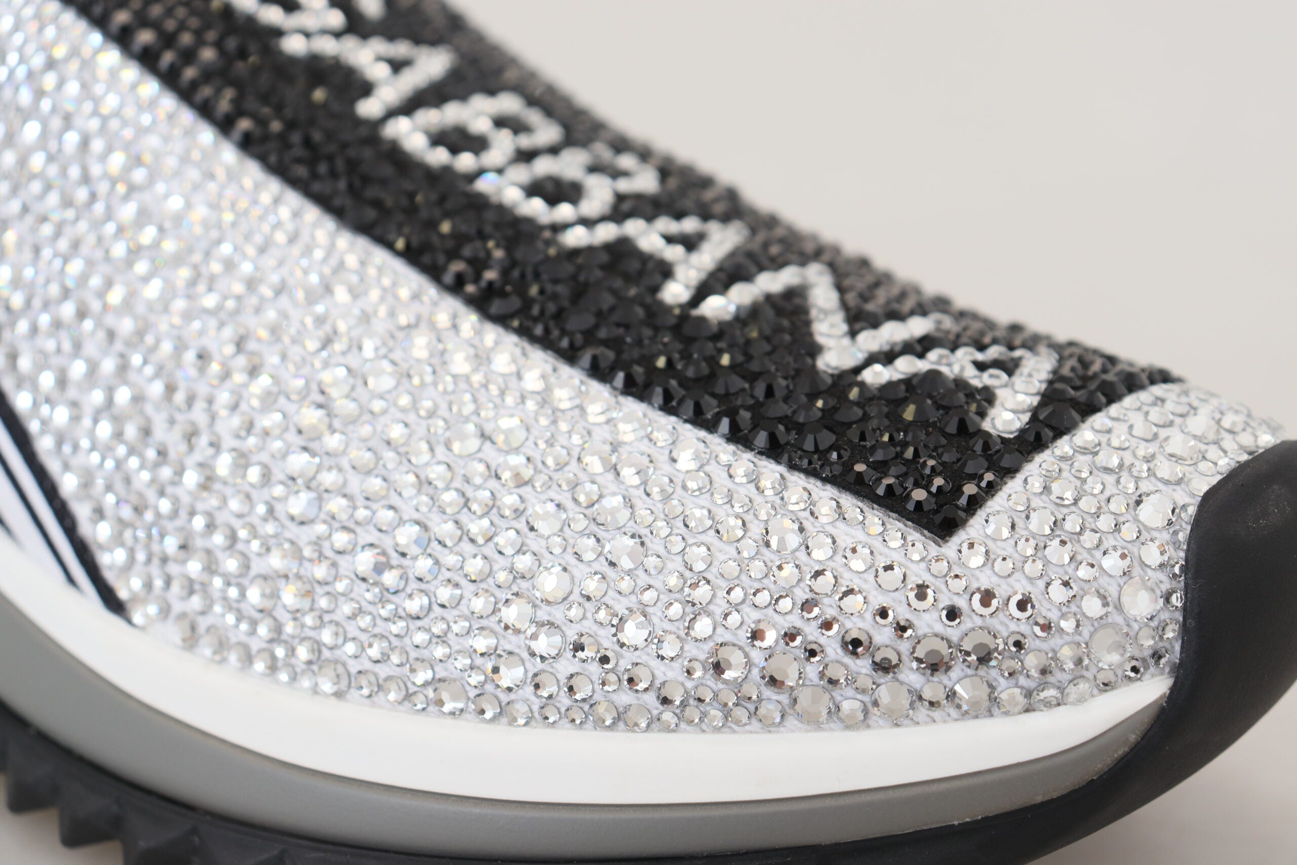 Dolce & Gabbana Sparkling Silver Rhinestone Sneakers - ACCEXO