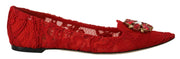 Dolce & Gabbana Red Crystal-Embellished Flats - ACCEXO