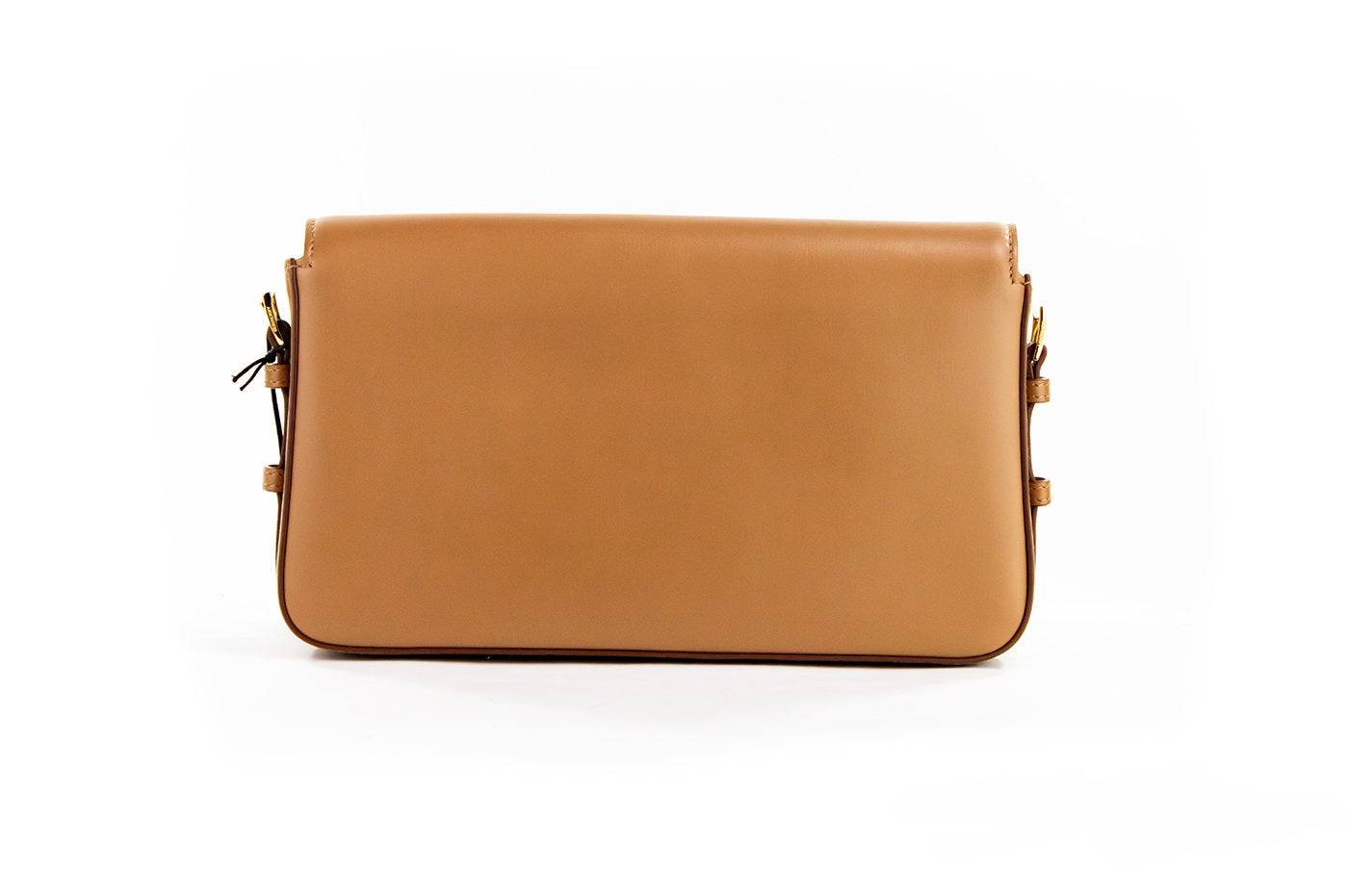Burberry Grace Small Nutmeg Smooth Leather Flap Crossbody Clutch Handbag Purse - ACCEXO