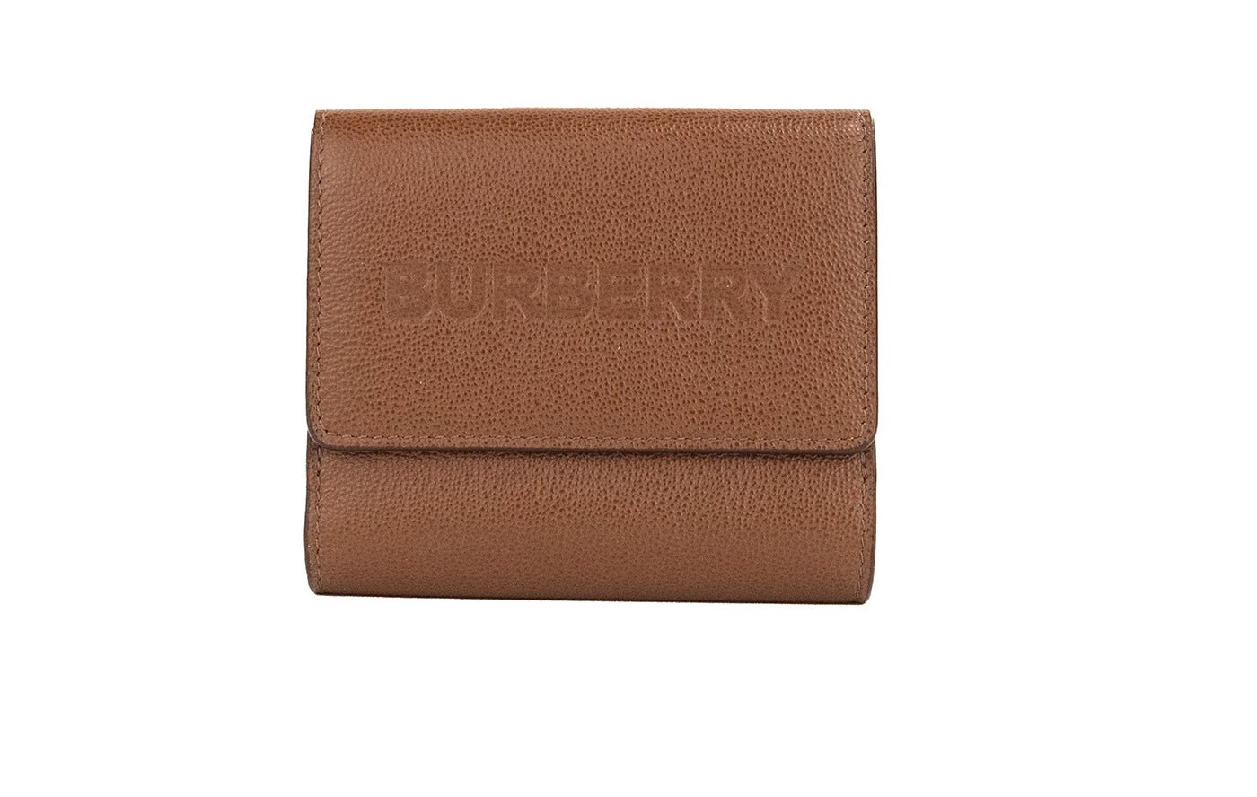 Burberry Luna Tan Grained Leather Small Coin Pouch Snap Wallet - ACCEXO