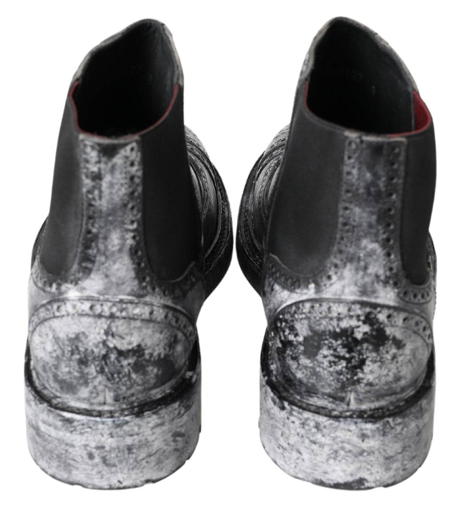 Dolce & Gabbana Elegant Black Faded Chelsea Ankle Boots - ACCEXO