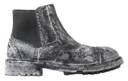 Dolce & Gabbana Elegant Black Faded Chelsea Ankle Boots - ACCEXO