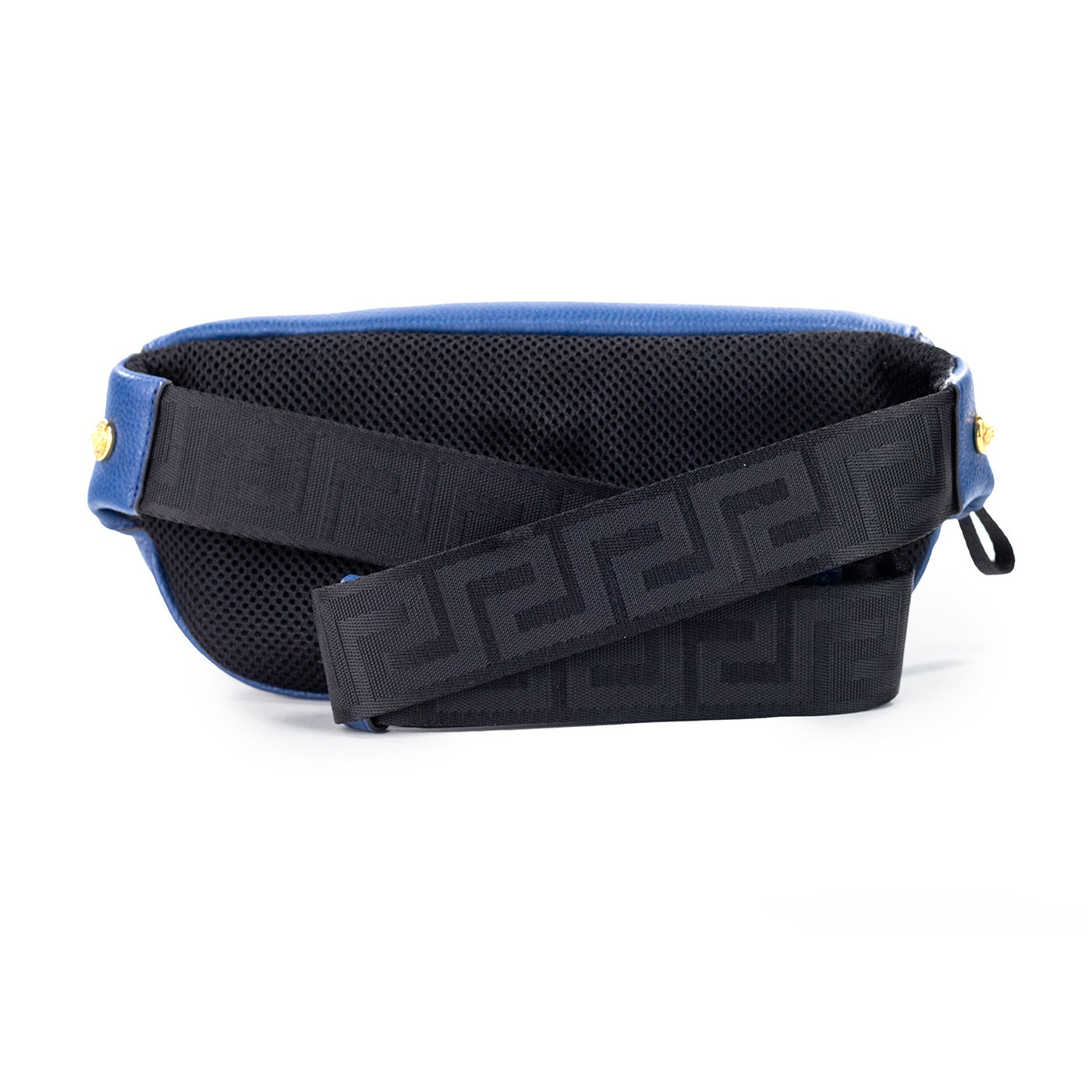Versace Small Navy Calf Leather Medusa Pendant Fanny Waist Pack Belt Bag - ACCEXO