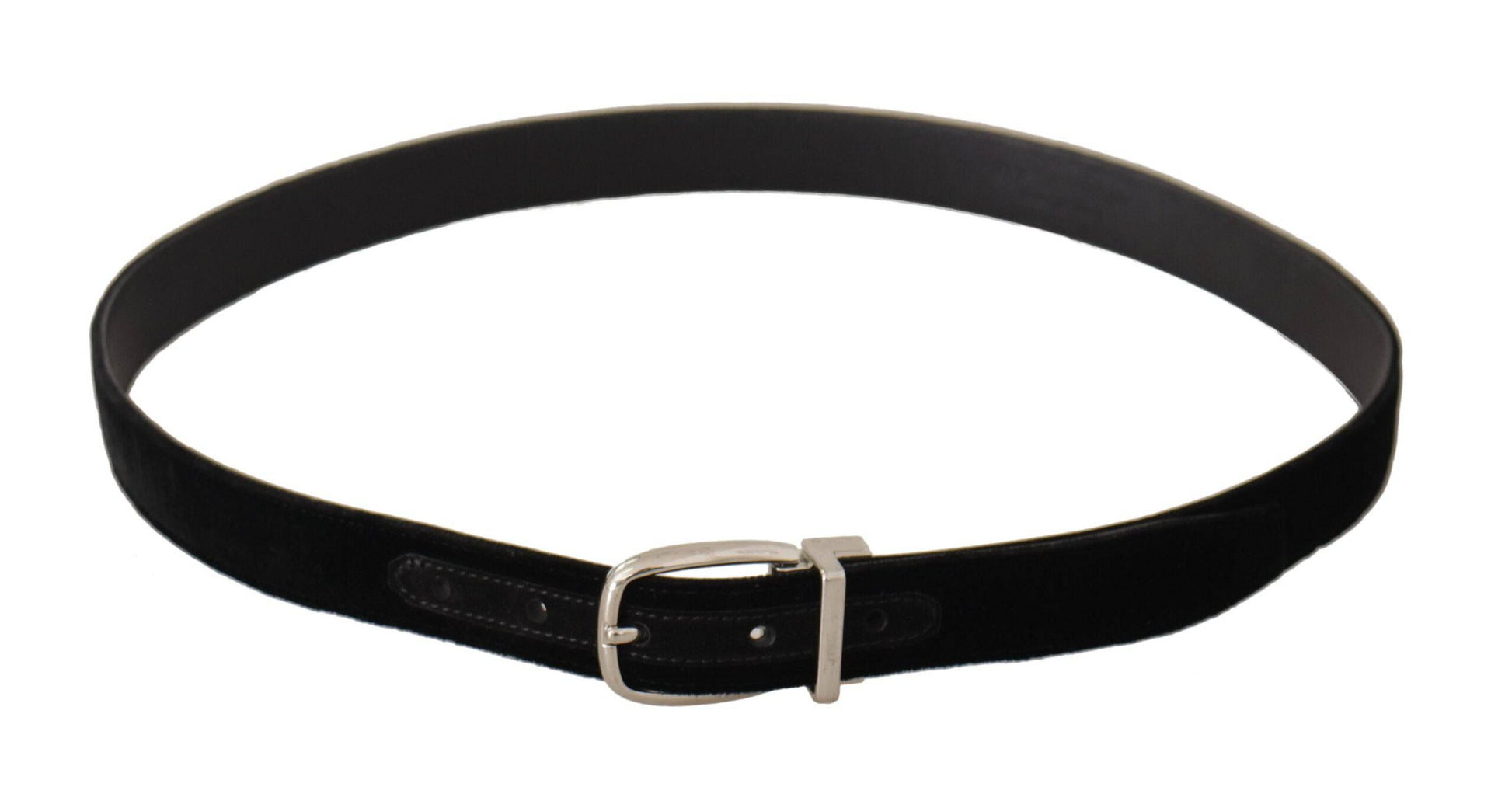 Dolce & Gabbana Elegant Velvet Black Belt with Logo Buckle - ACCEXO