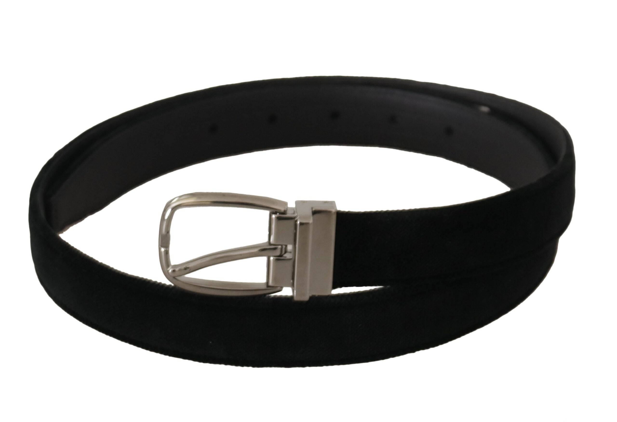Dolce & Gabbana Elegant Black Velvet Engraved Buckle Belt - ACCEXO