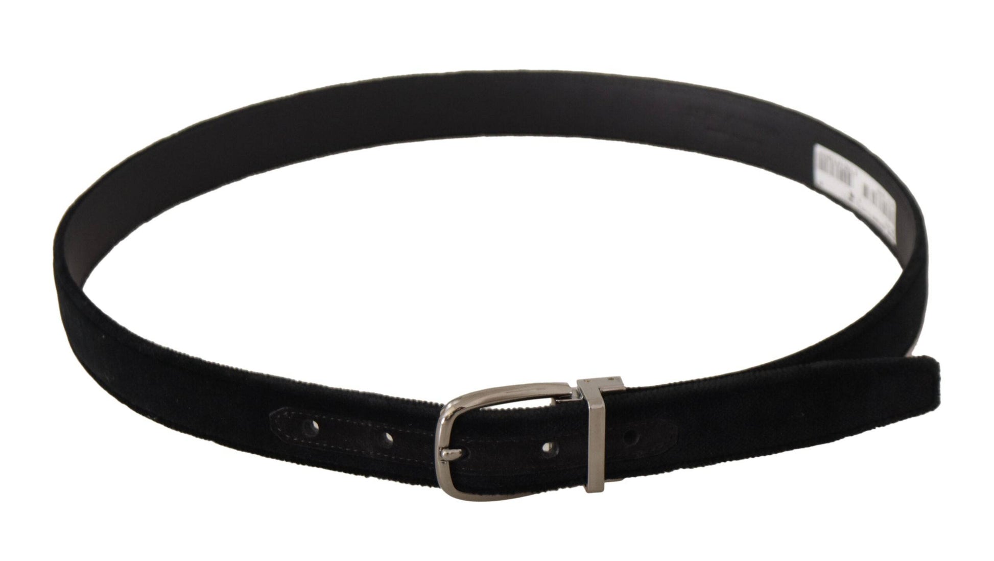 Dolce & Gabbana Elegant Black Velvet Engraved Buckle Belt - ACCEXO
