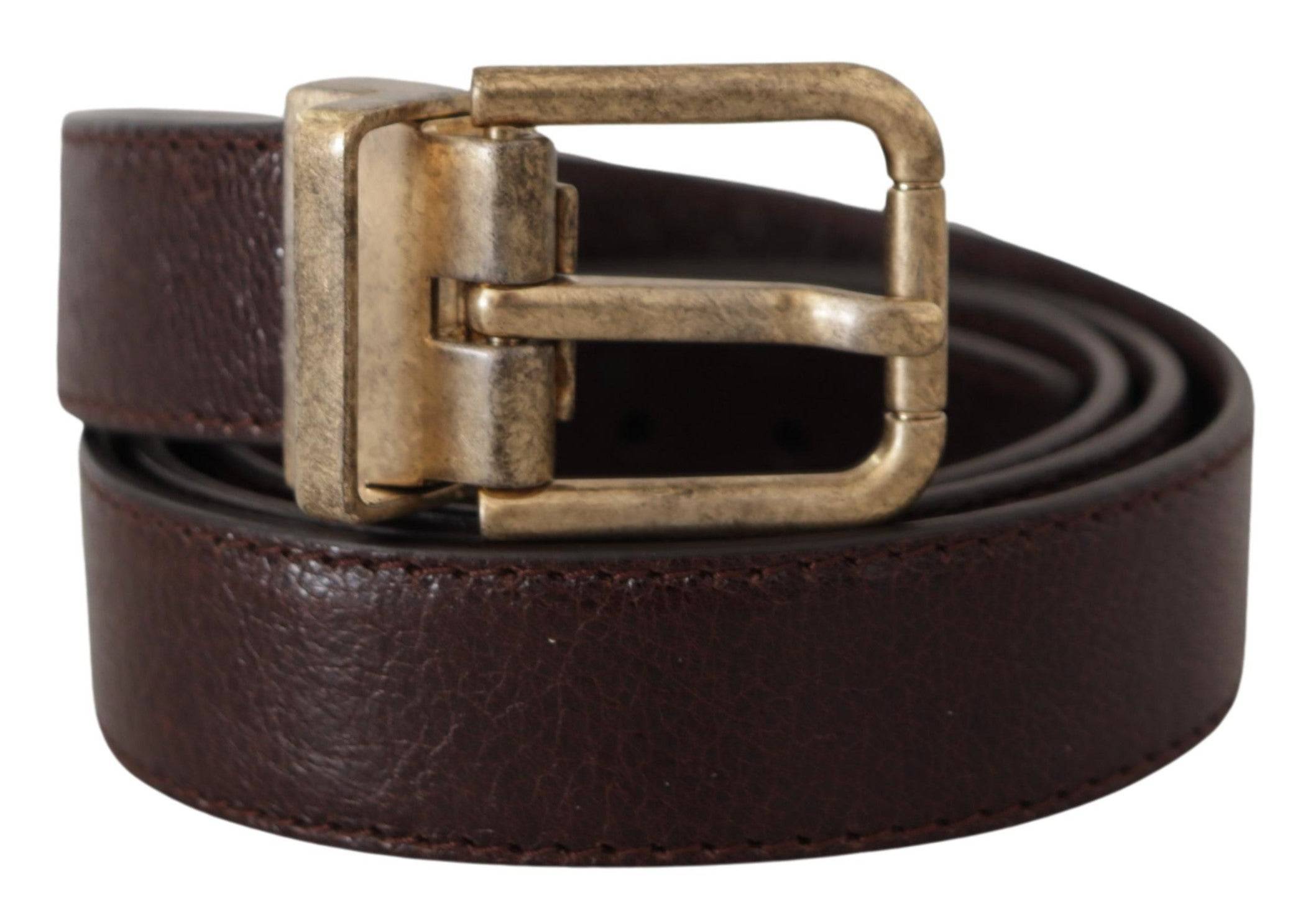 Dolce & Gabbana Elegant Leather Belt with Engraved Buckle - ACCEXO
