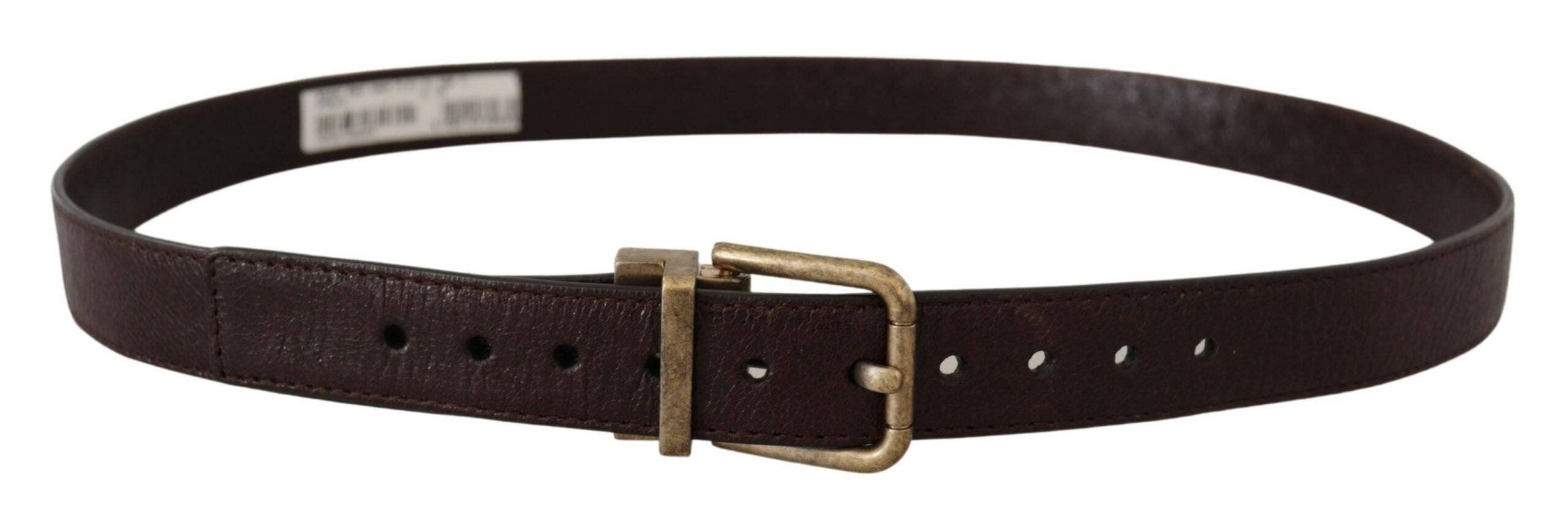 Dolce & Gabbana Elegant Leather Belt with Engraved Buckle - ACCEXO
