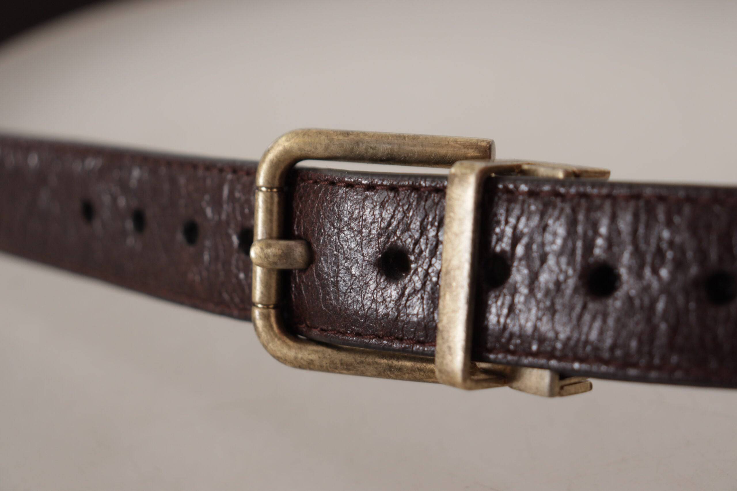 Dolce & Gabbana Elegant Leather Belt with Engraved Buckle - ACCEXO