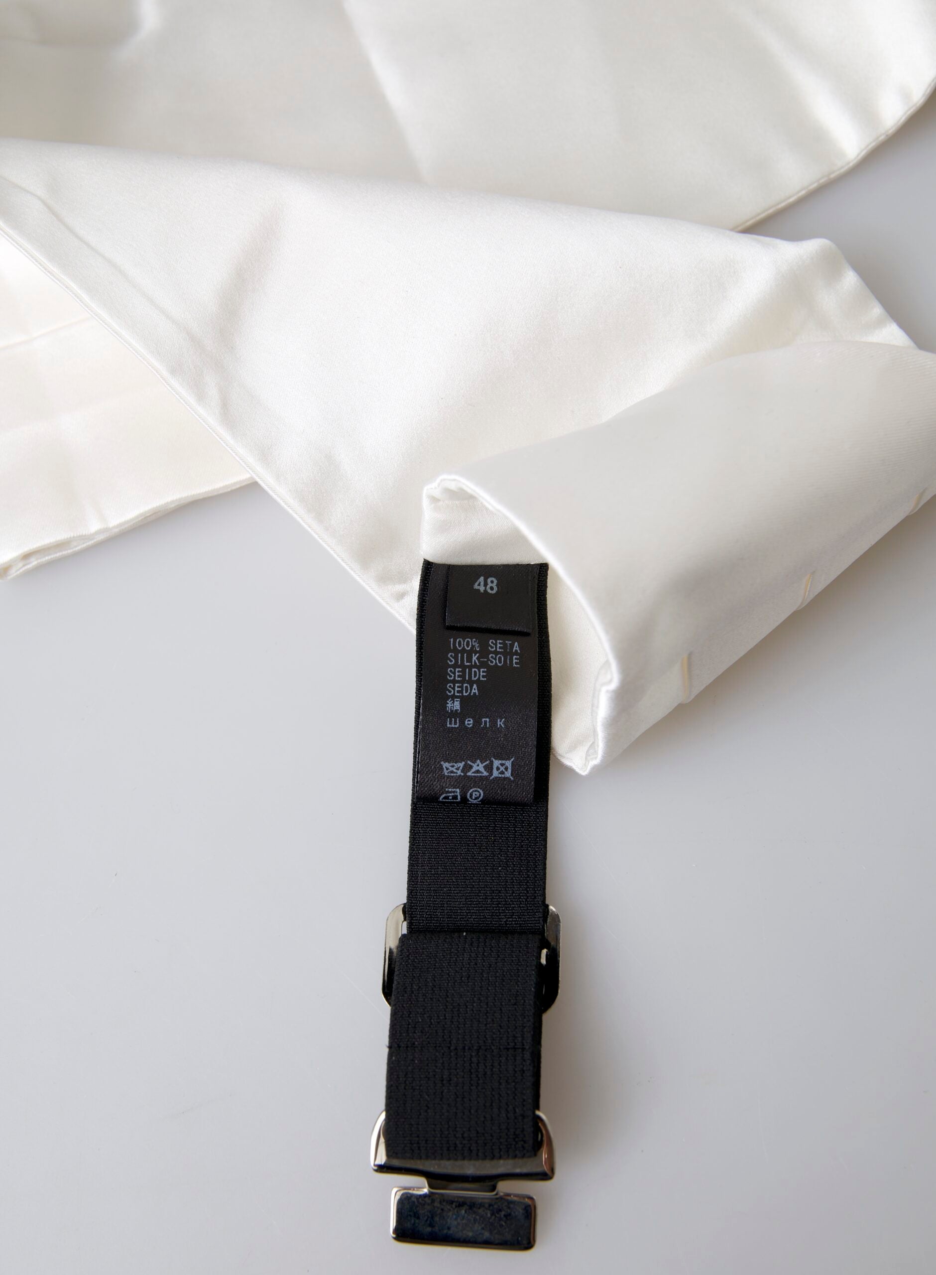 Dolce & Gabbana White Men Wide Waist Silk Belt Cummerbund - ACCEXO