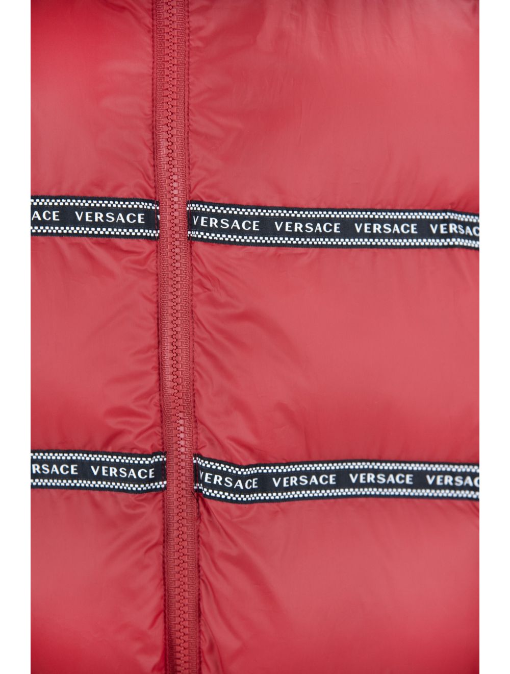Elegant Red Versace Logo Vest with Detachable Hood - ACCEXO