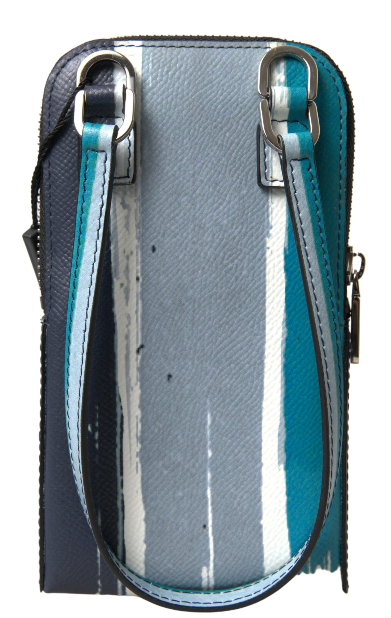 Dolce & Gabbana Elegant Leather Crossbody Phone Bag in Blue & White - ACCEXO