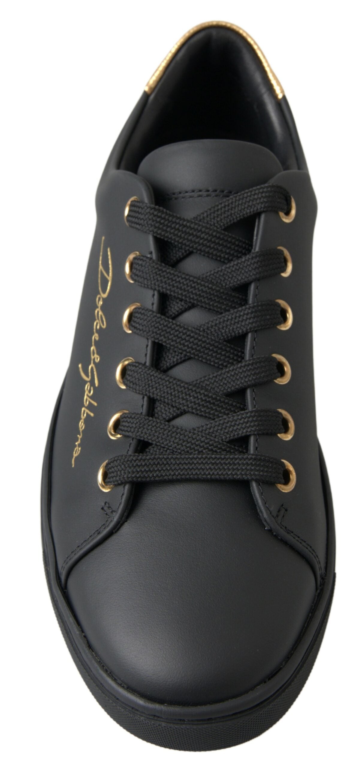 Dolce & Gabbana Black Gold Leather Classic Sneakers - ACCEXO