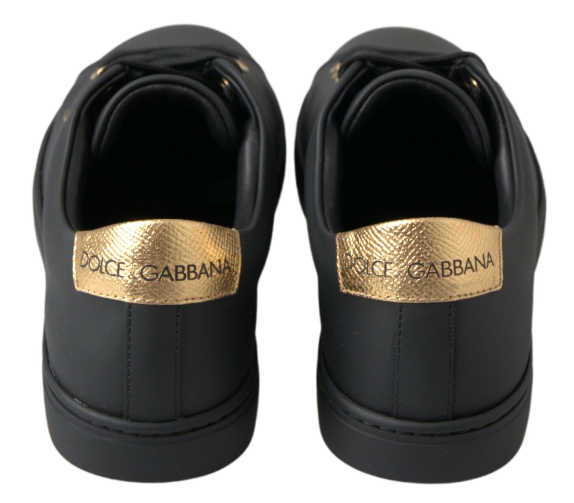 Dolce & Gabbana Black Gold Leather Classic Sneakers - ACCEXO